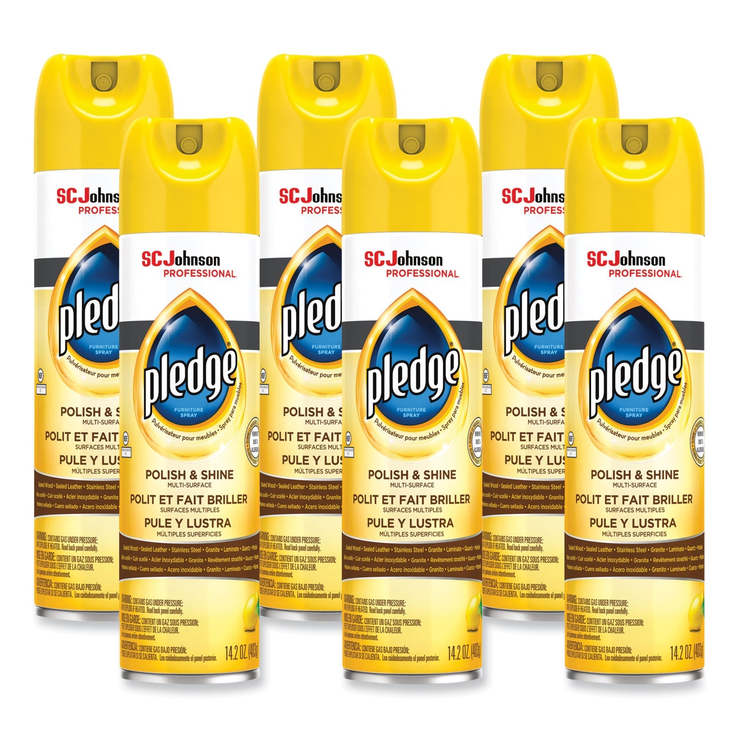 Pledge® Furniture Polish, Lemon, 14.2 Oz Aerosol Spray, 6/carton