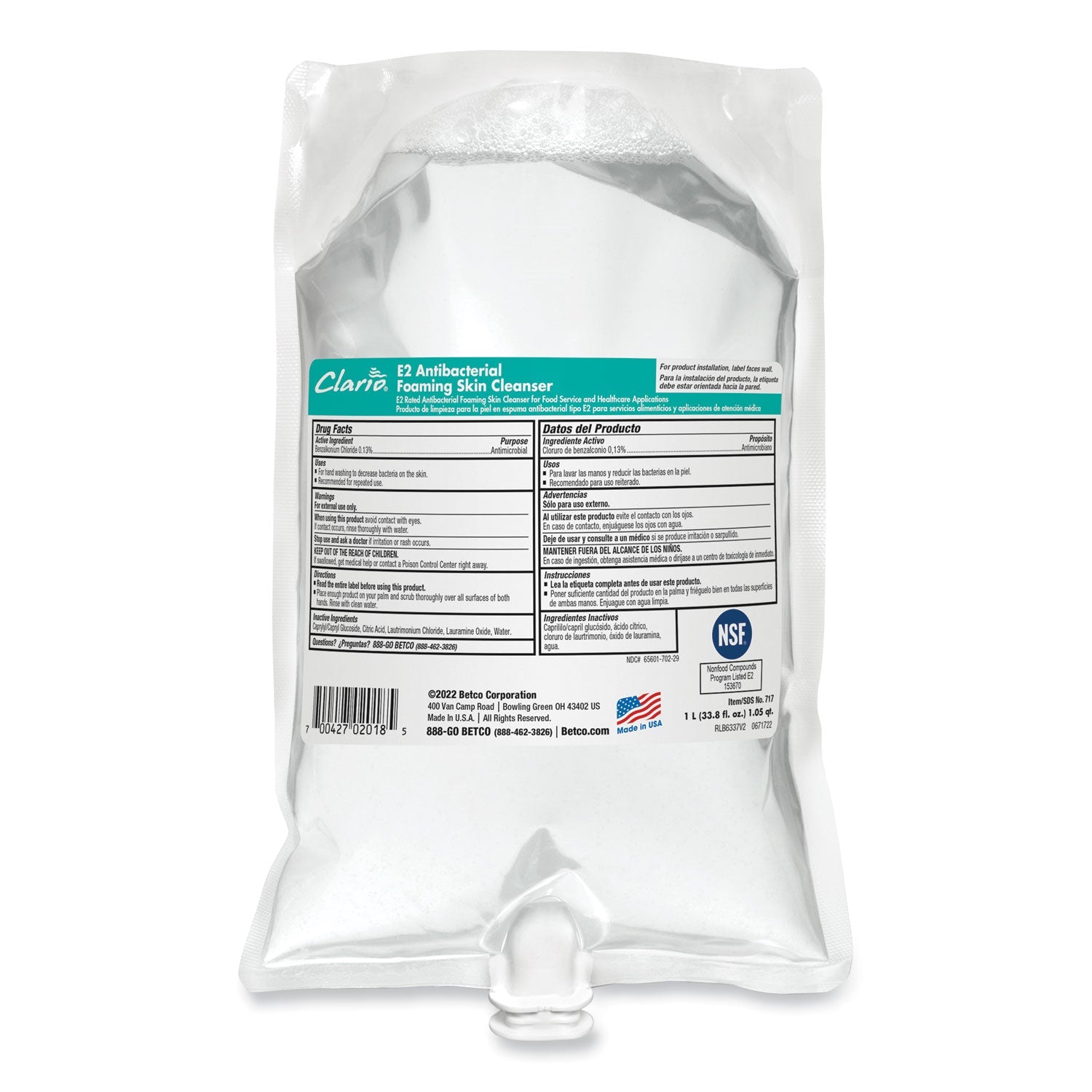 E2 Foaming Skin Cleanser | Betco® Refill | 1000mL
