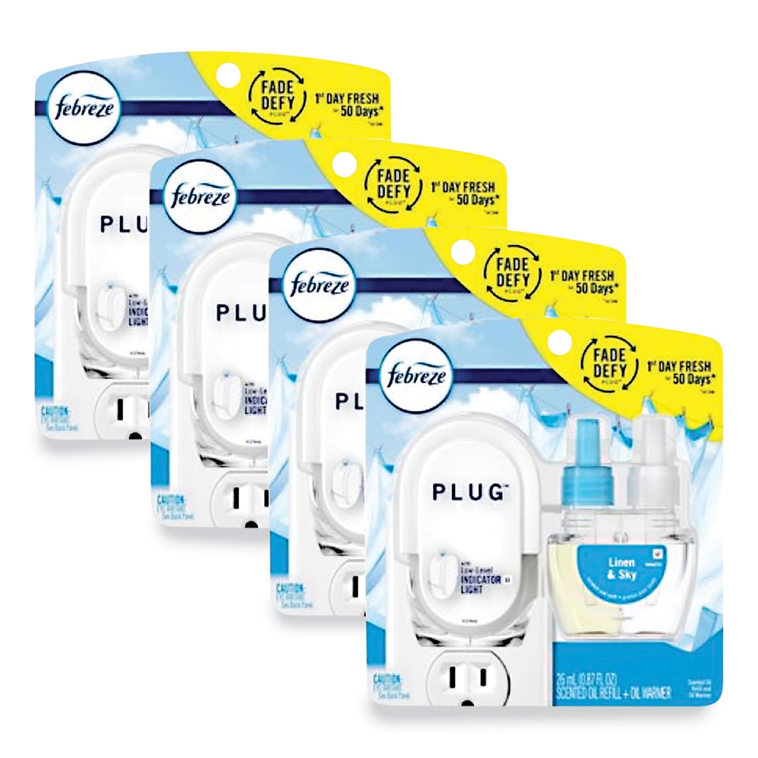 Febreze® PLUG Air Freshener Warmer Start Kit, 6.54 x 2.99 x 5.98, Clear/White, 4/Carton
