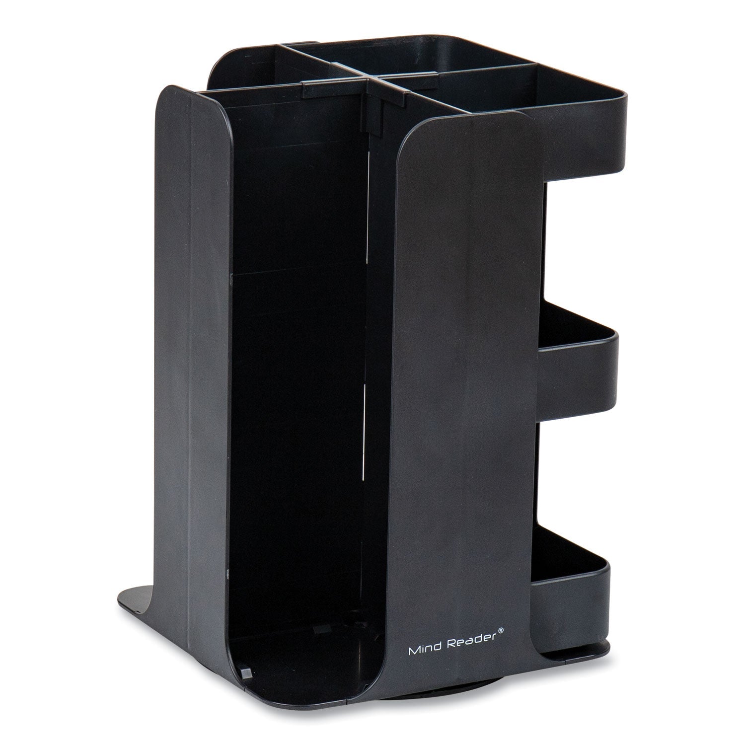 Mind Reader Anchor Collection 8-Compartment Coffee Cup, Lid, and Condiment Carousel Countertop Organizer, 8 x 8 x 12, Black - Bloom Skins