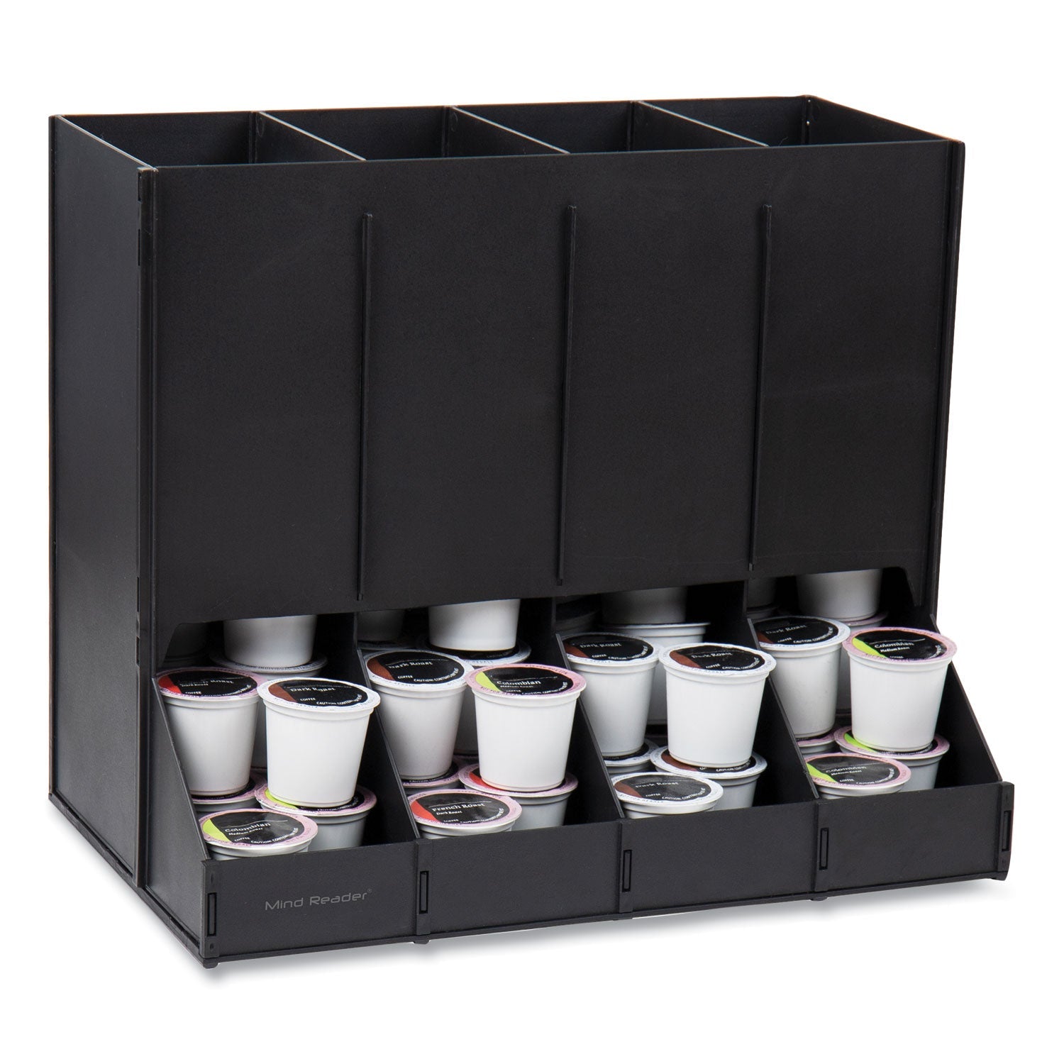 Mind Reader Anchor Collection 4-Compartment Single Serve Pod Countertop Dispenser, 14.25 x 9 x 12.15, Black - Bloom Skins