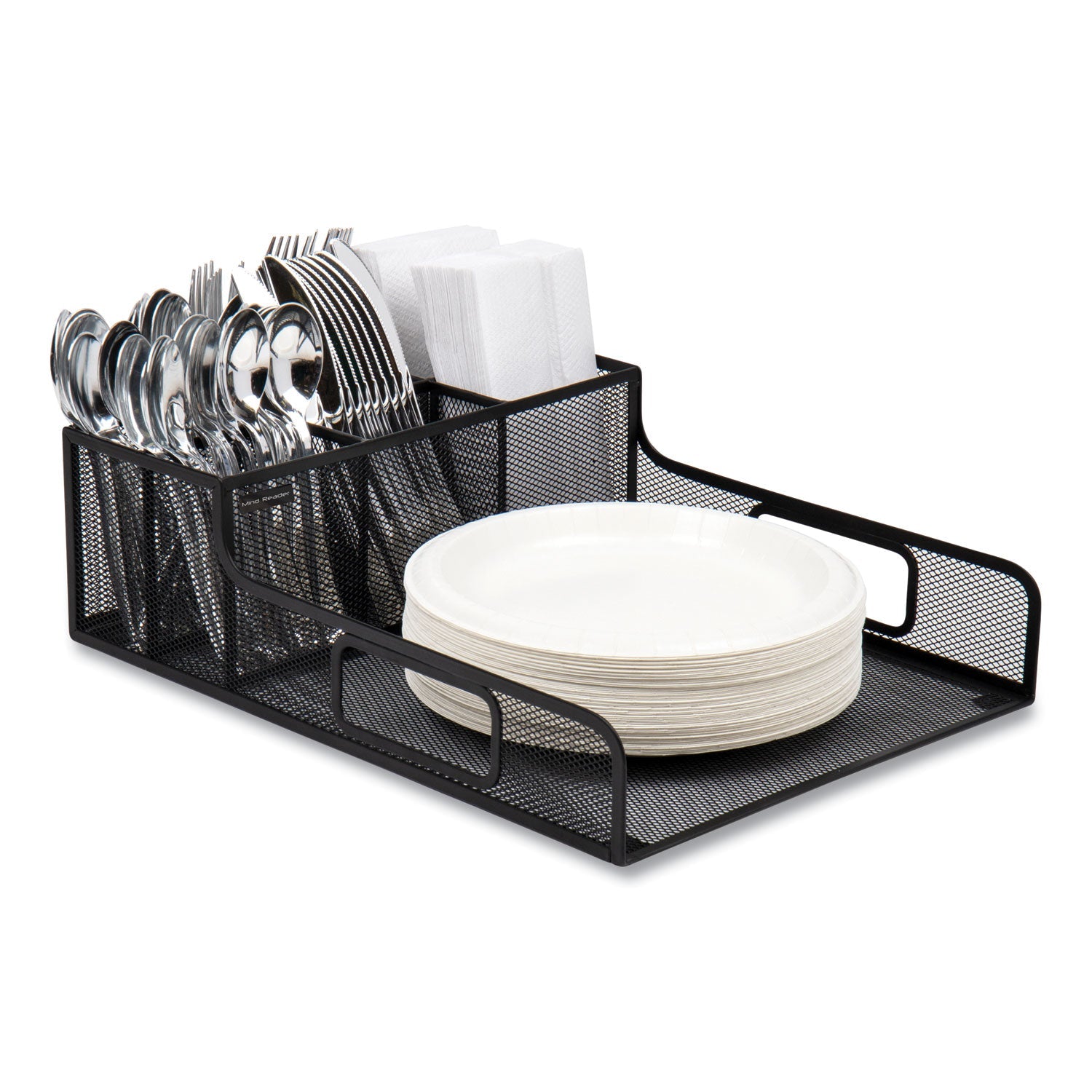 Mind Reader Network Collection Utensil, Napkin and Plate Countertop Organizer, 11.5 x 14.75 x 5.5, Metal, Black - Bloom Skins