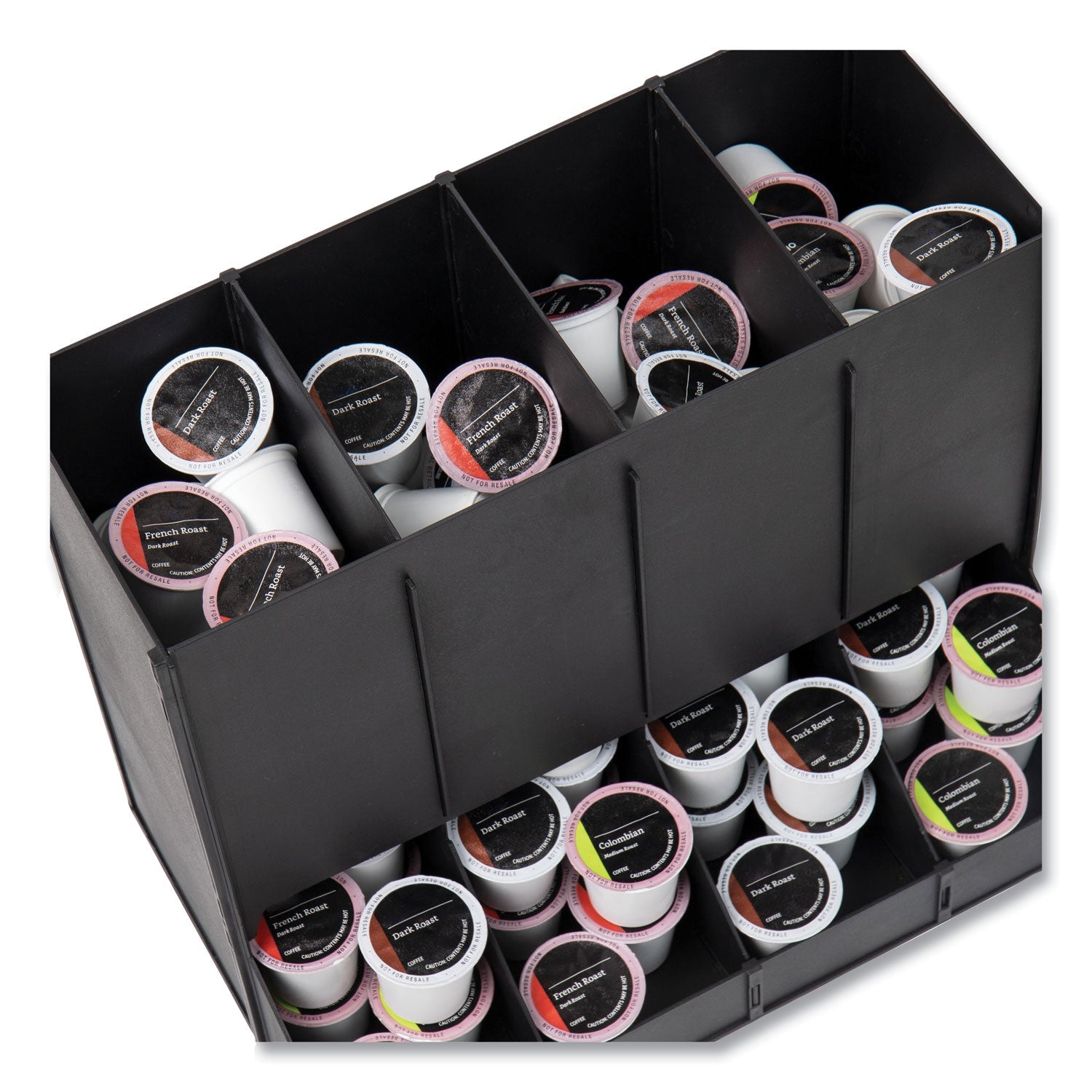 Mind Reader Anchor Collection 4-Compartment Single Serve Pod Countertop Dispenser, 14.25 x 9 x 12.15, Black - Bloom Skins