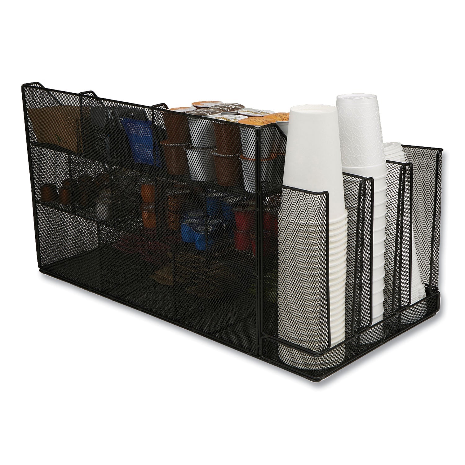Mind Reader Network Collection 14-Compartment Coffee Cup and Condiment Countertop Organizer, 11.61 x 23.9 x 12.76, Black - Bloom Skins