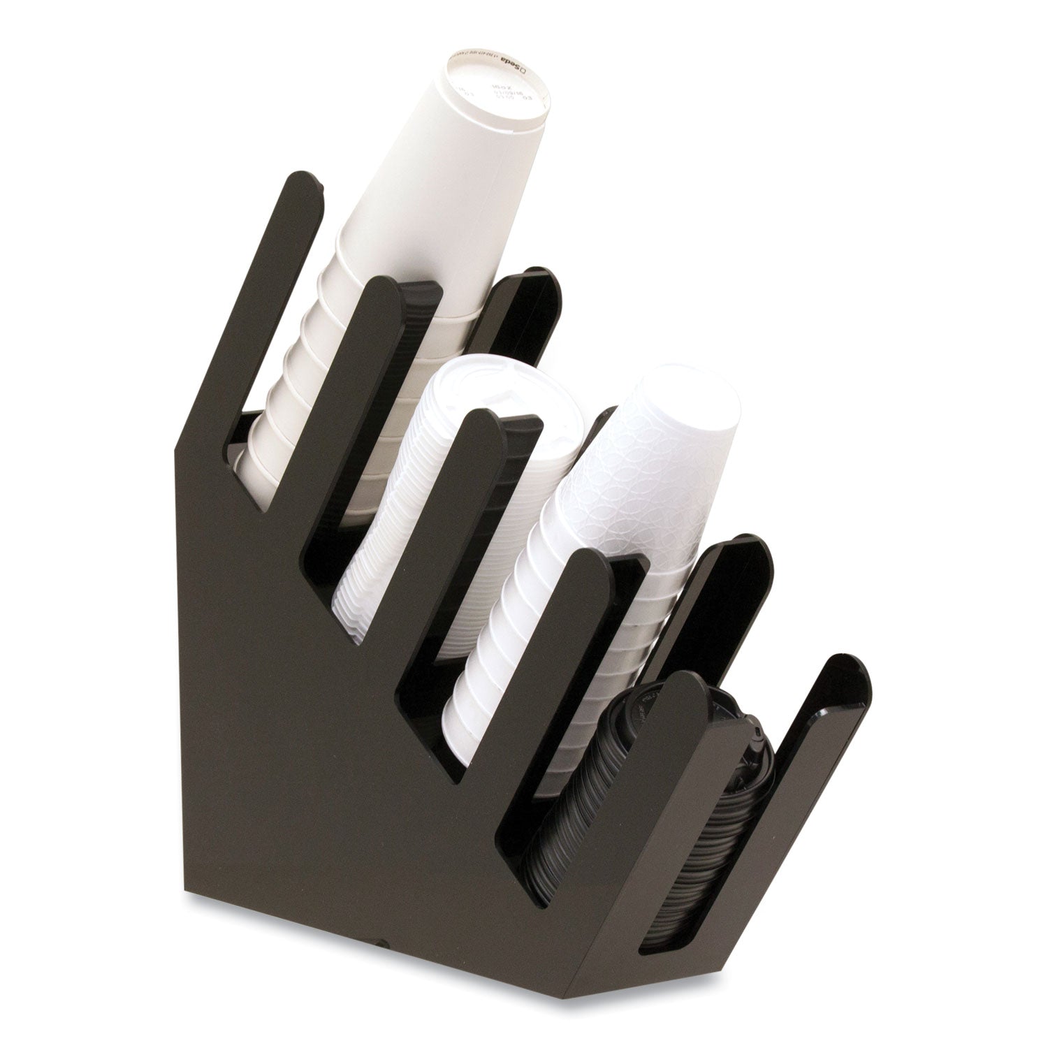 Mind Reader Foundation Collection 4-Compartment Graduated Countertop Coffee Cup Dispenser, 4 x 18 x 16, Black - Bloom Skins