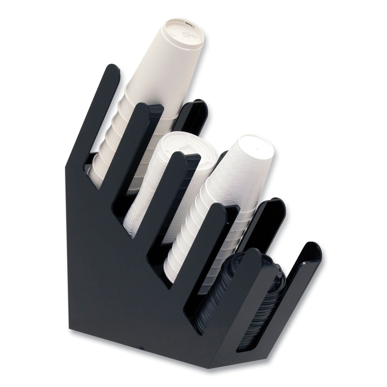 Mind Reader Foundation Collection 4-Compartment Graduated Countertop Coffee Cup Dispenser, 4 x 18 x 16, Black - Bloom Skins