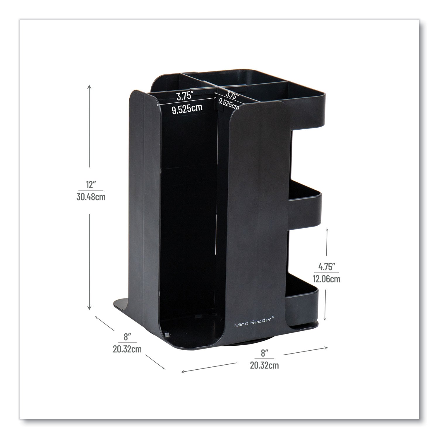 Mind Reader Anchor Collection 8-Compartment Coffee Cup, Lid, and Condiment Carousel Countertop Organizer, 8 x 8 x 12, Black - Bloom Skins