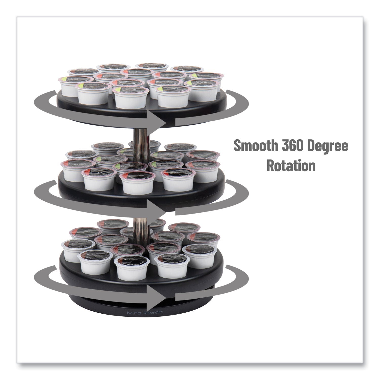 Mind Reader Anchor Collection 3-Tier Single Serve Pod Carousel Countertop Organizer, 9.5 x 9.5 x 11.75, Black - Bloom Skins