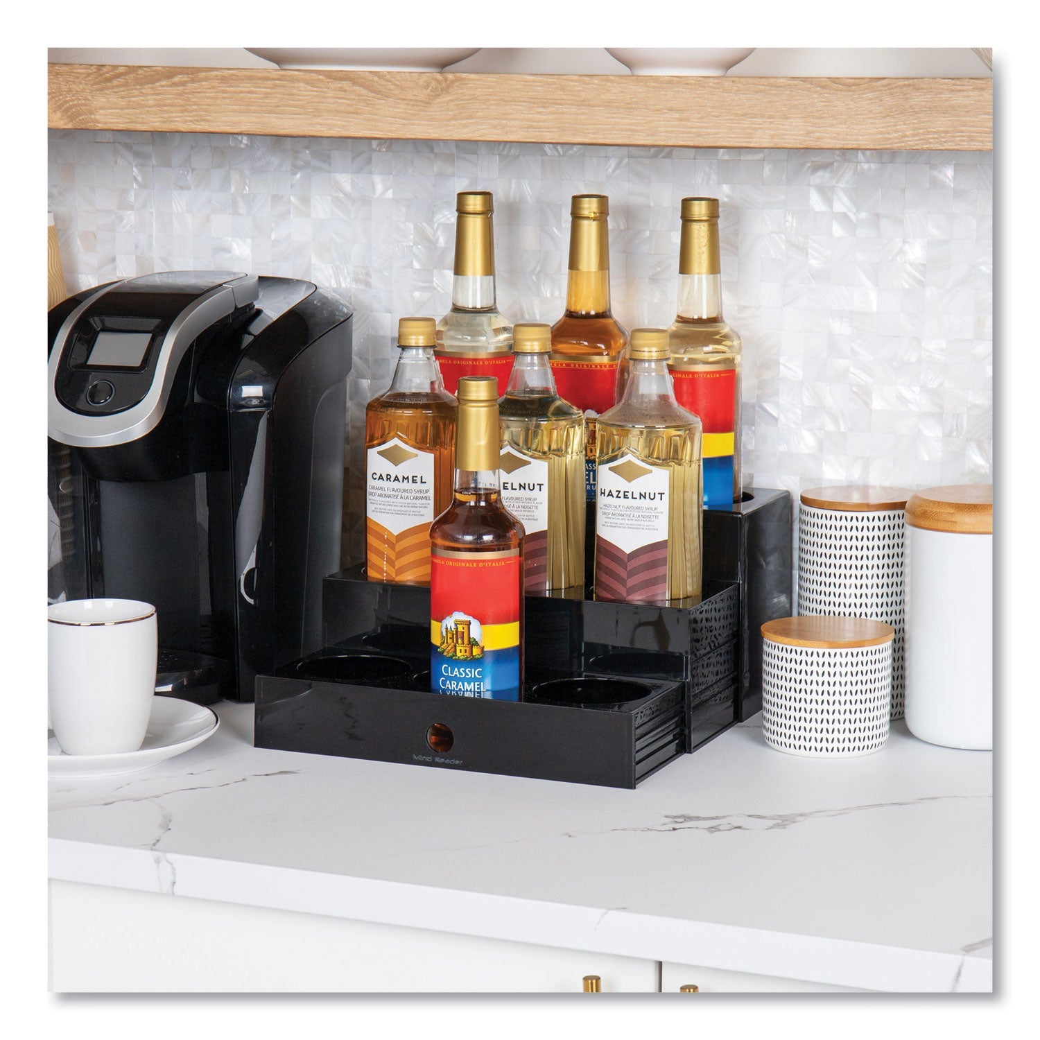 Mind Reader Mind Reader Foundation Collection 9-Compartment Nested Syrup Countertop Bottle Organizer, 12.5 x 5 x 7, Black - Bloom Skins