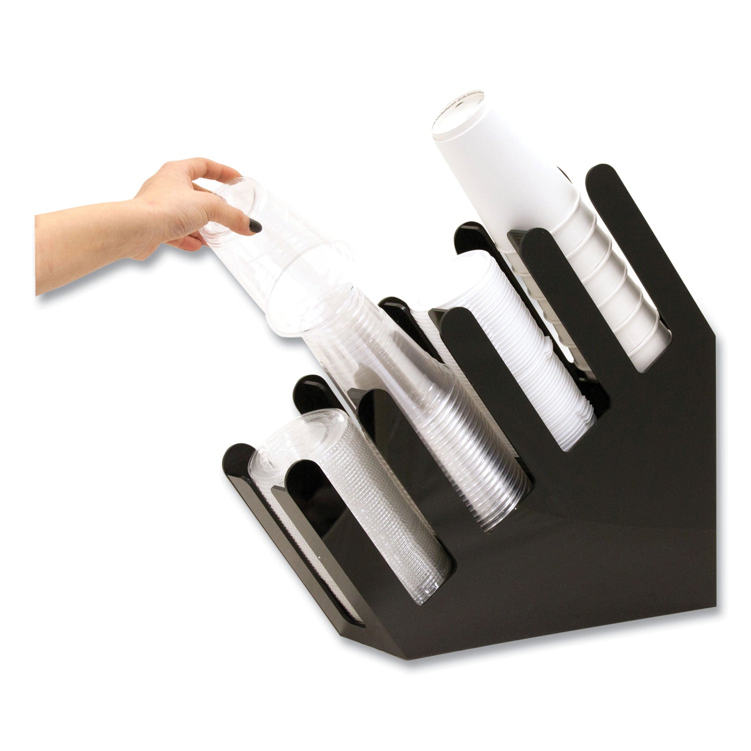 Mind Reader Foundation Collection 4-Compartment Graduated Countertop Coffee Cup Dispenser, 4 x 18 x 16, Black - Bloom Skins