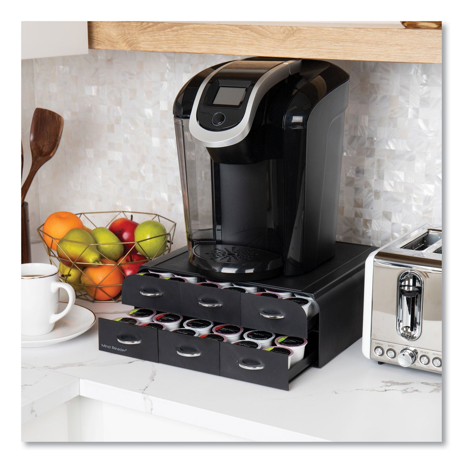 Mind Reader 2-Tier 6-Drawer Single Serve Coffee Pod Drawer, 14 x 12.25 x 4.75, Black - Bloom Skins