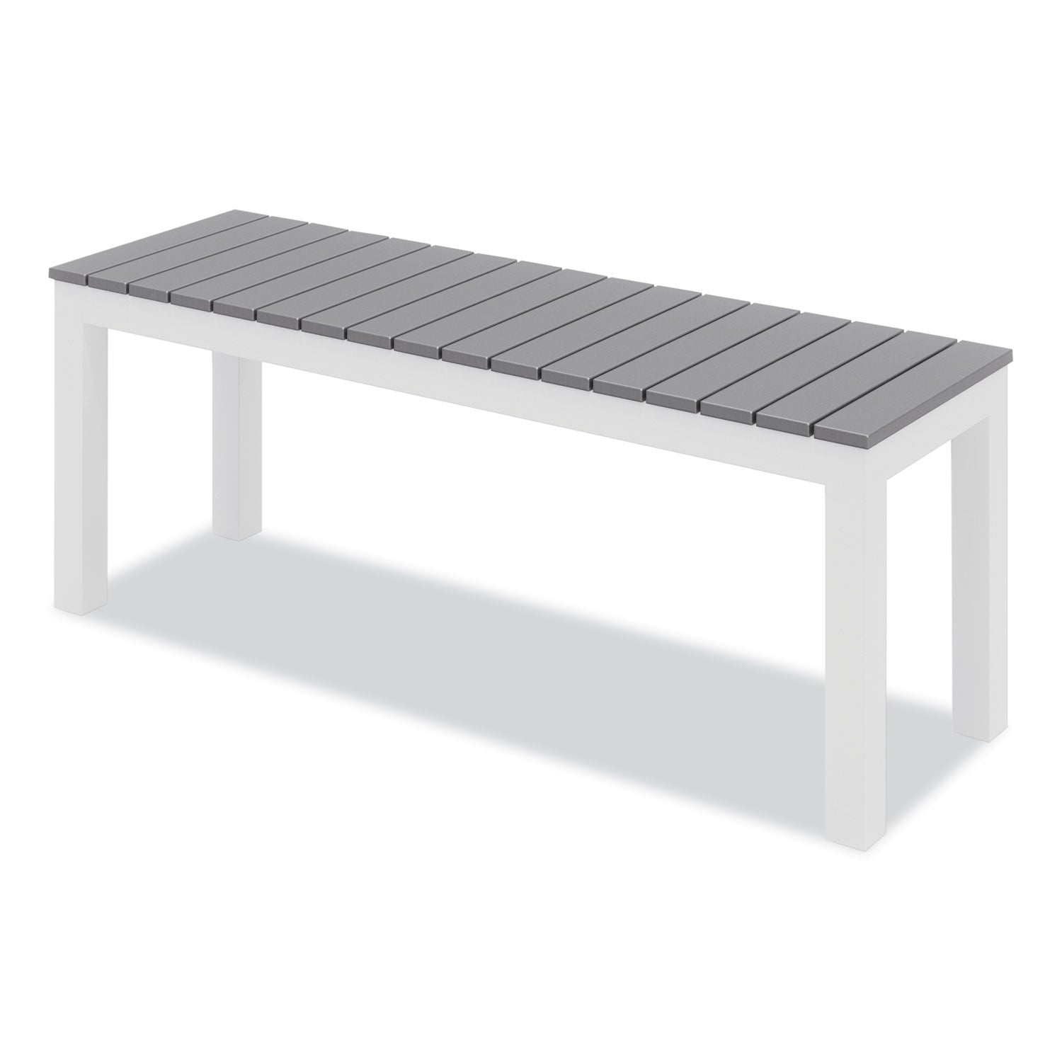 KFI Studios Eveleen Outdoor Dining Table Set, 55" x 35" x 29" Rectangular Table, 2 Benches, 2 Armchairs, Gray/White - Bloom Skins