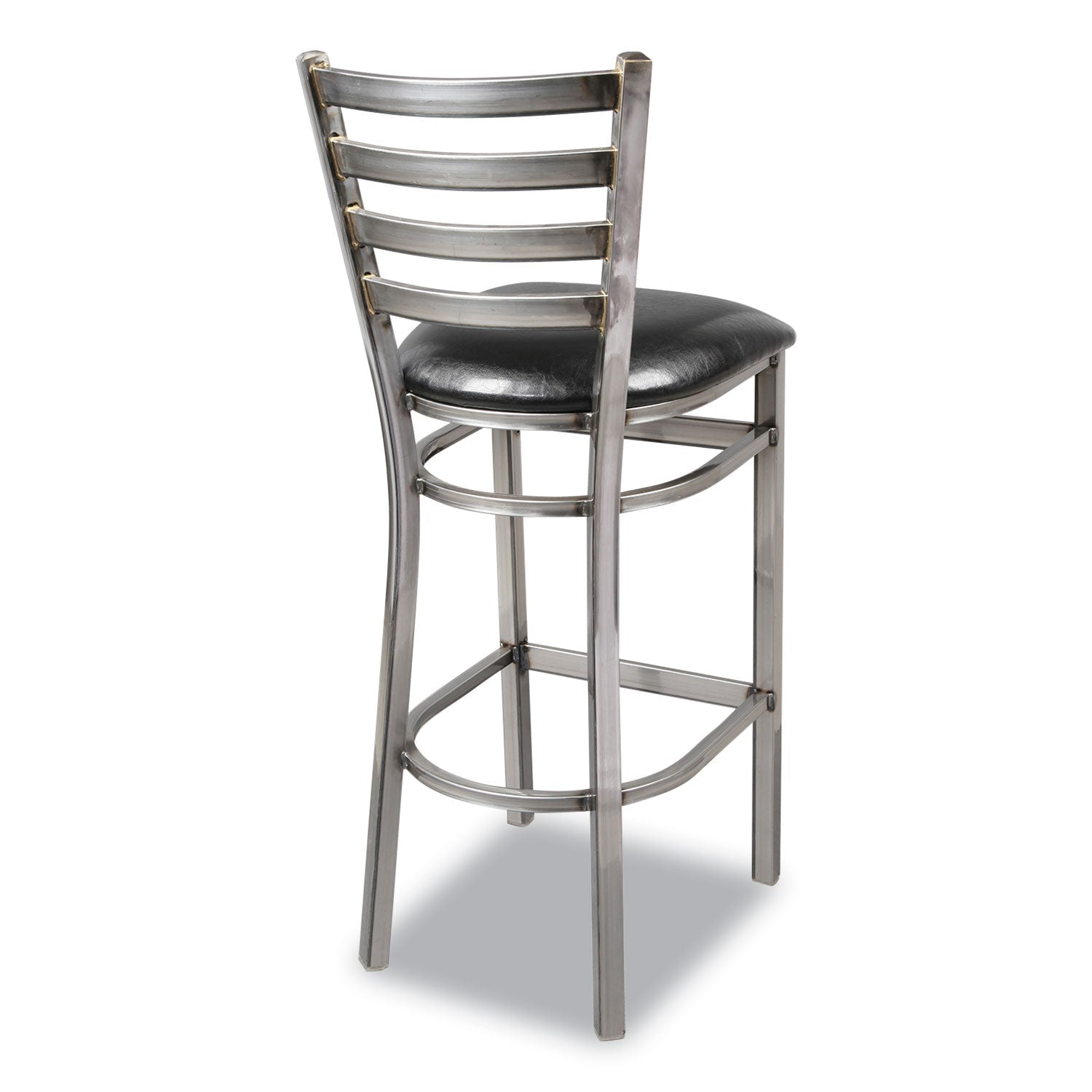 JMC Furniture White Horse Series Barstools, Supports Up to 300 lb, 29.5" Seat Height, Black Seat, Industrial Clear-Coat Steel Back/Frame