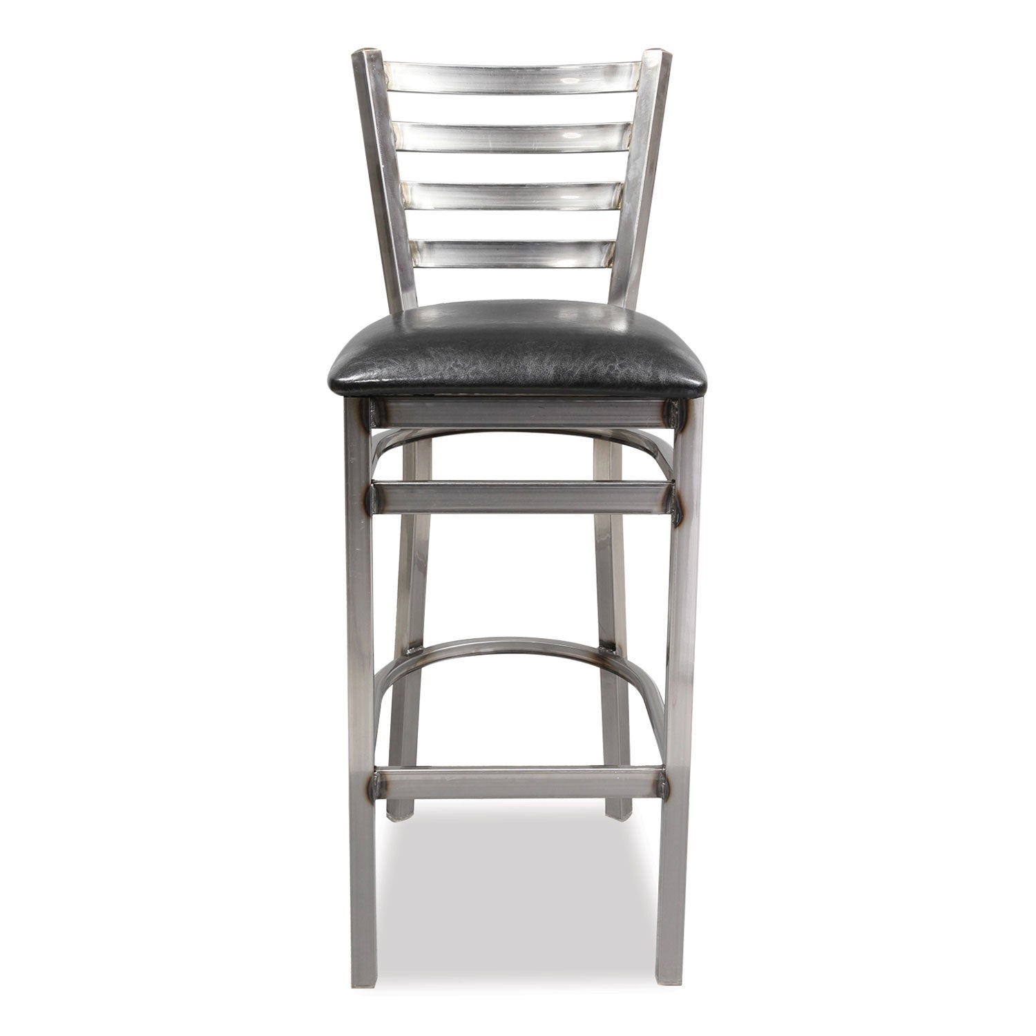 JMC Furniture White Horse Series Barstools, Supports Up to 300 lb, 29.5" Seat Height, Black Seat, Industrial Clear-Coat Steel Back/Frame