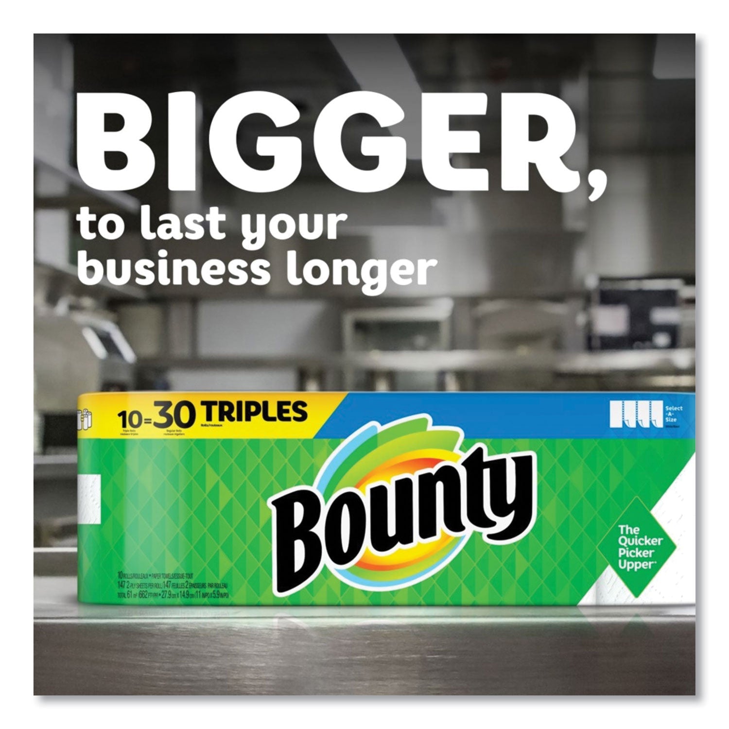 Bounty® Select-a-Size Kitchen Roll Paper Towels, 2-Ply, White, 6 x 11, 135 Sheets/Roll, 8 Triple Rolls/Carton - Bloom Skins