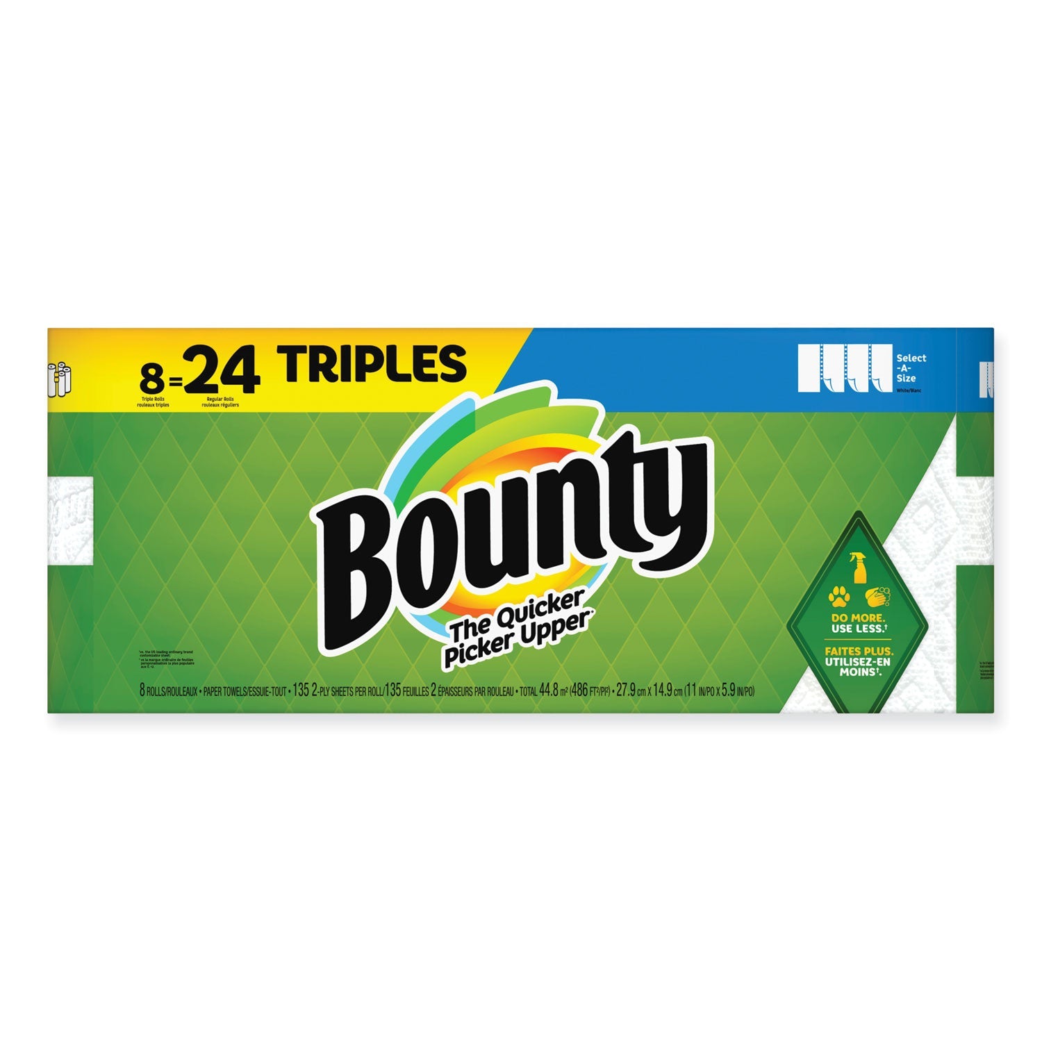 Bounty® Select-a-Size Kitchen Roll Paper Towels, 2-Ply, White, 6 x 11, 135 Sheets/Roll, 8 Triple Rolls/Carton - Bloom Skins
