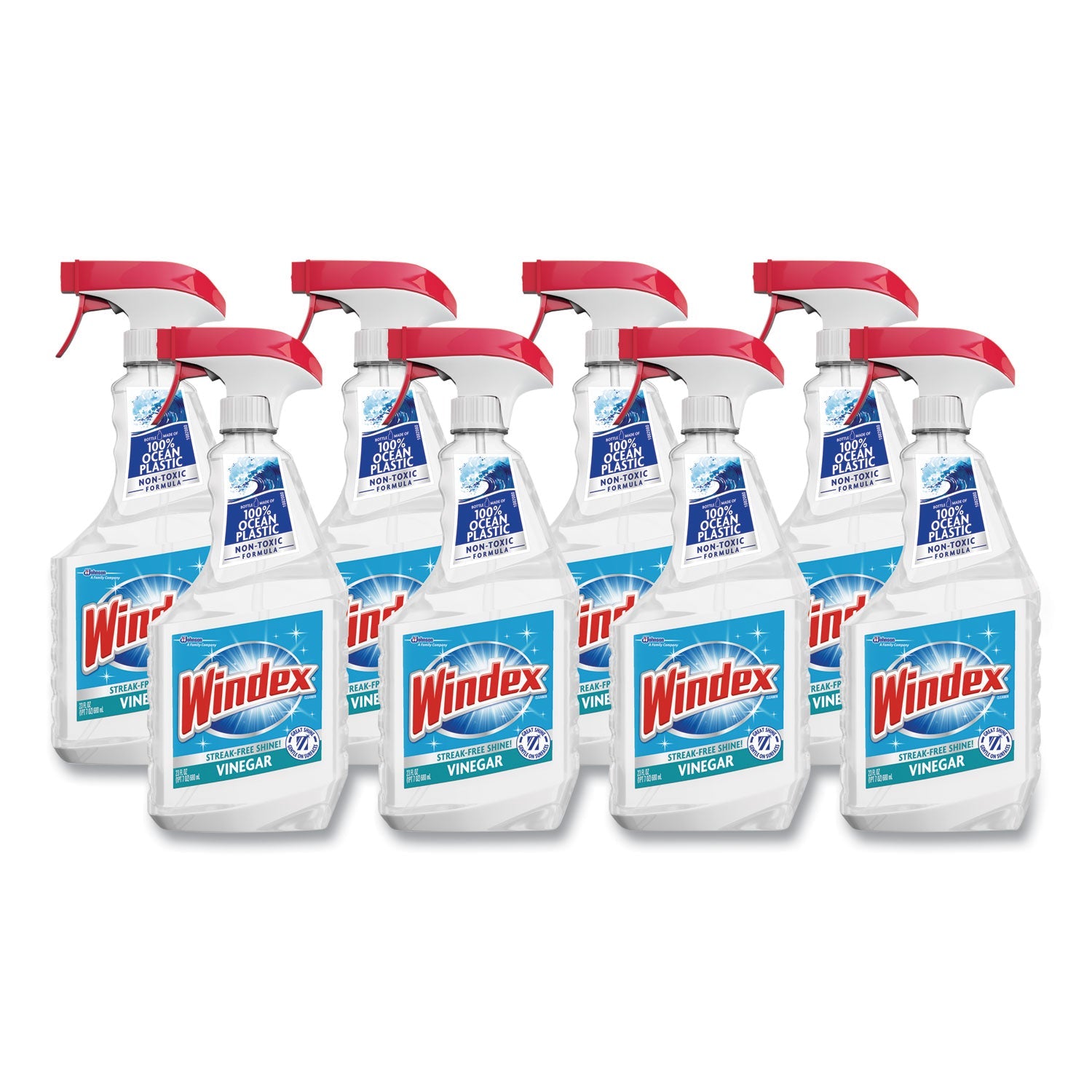 Windex® Multi-Surface Vinegar Cleaner, Fresh Clean Scent, 23 Oz Spray Bottle, 8/carton