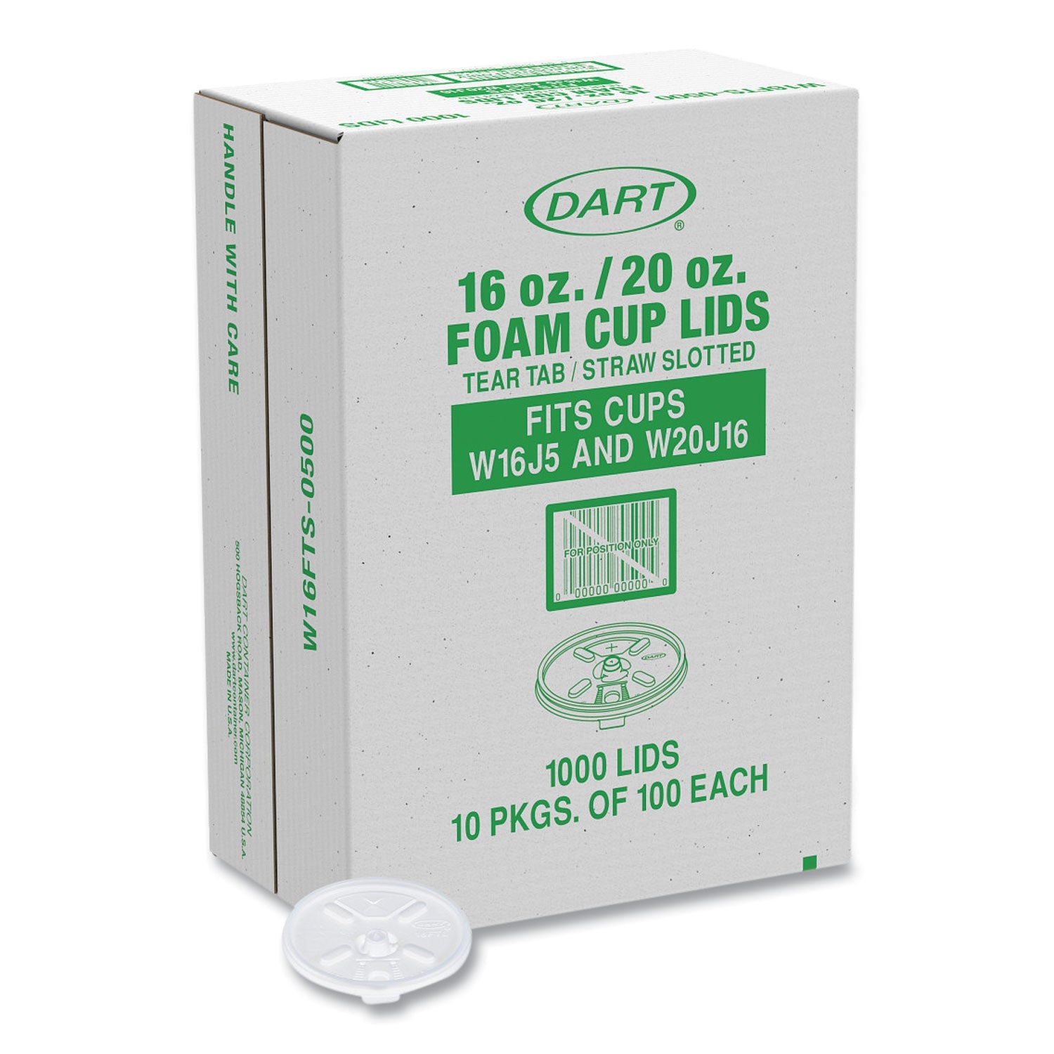 Dart® Lids for 16/20 oz Hot Cups | 1000/CTN