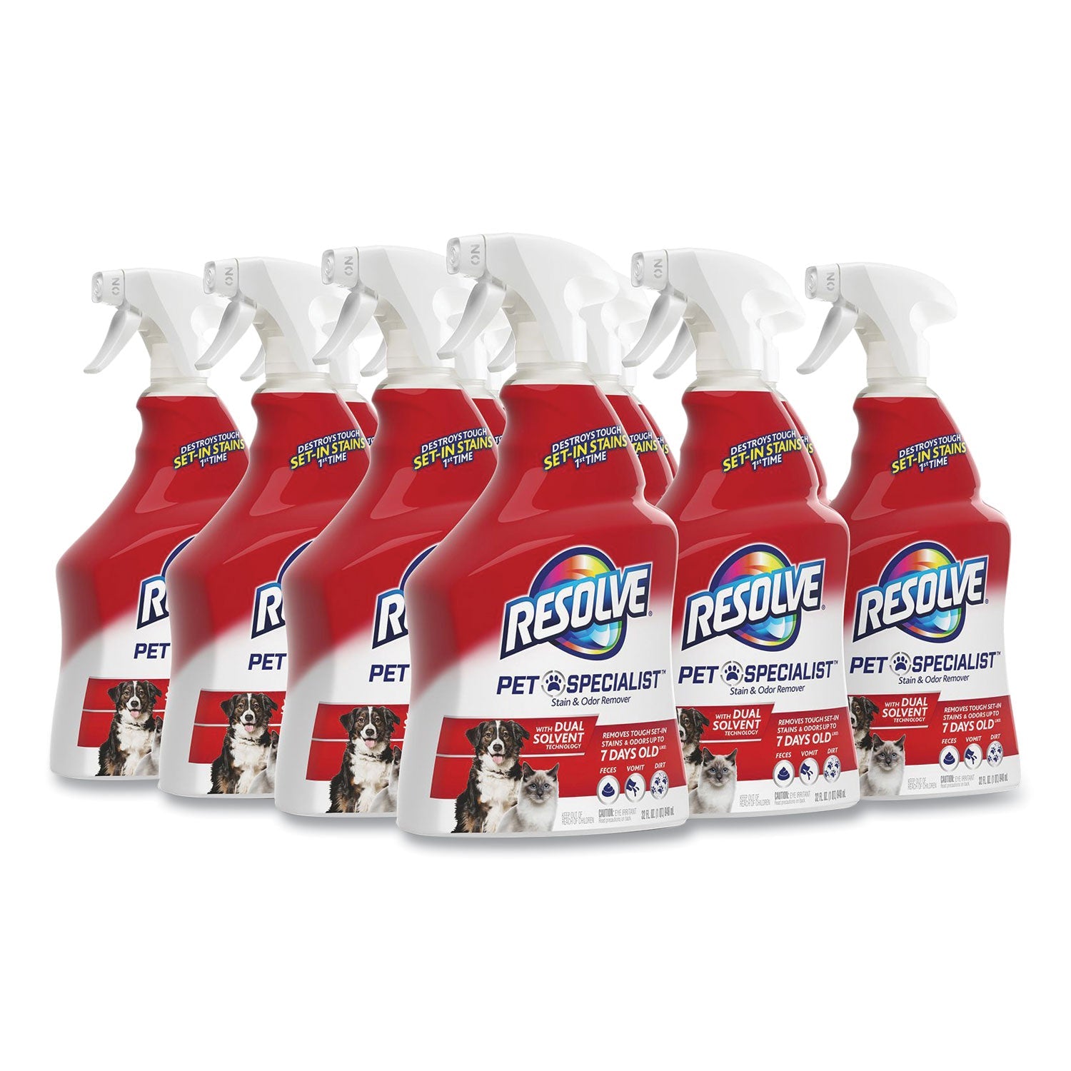 RESOLVE® Pet Specialist Stain and Odor Remover, Citrus, 32 oz Trigger Spray Bottle, 12/Carton