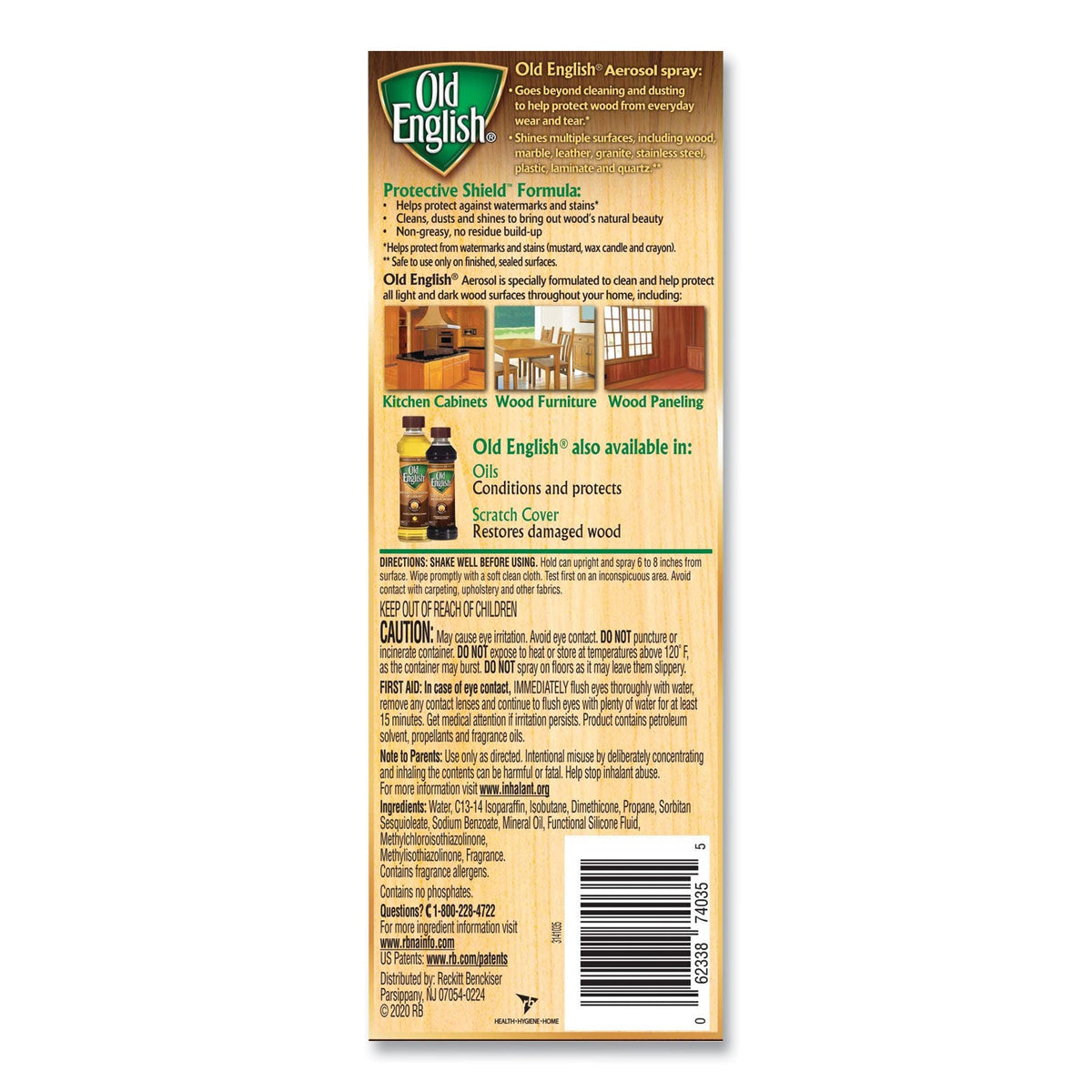 OLD ENGLISH® Furniture Polish, Fresh Lemon Scent, 12.5 Oz Aerosol Spray, 12/carton