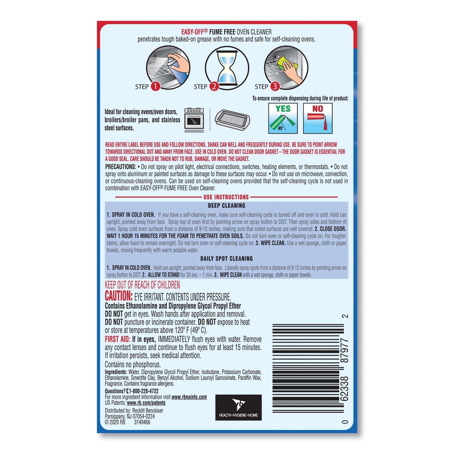 EASY-OFF® Fume-Free Oven Cleaner, Lemon Scent, 14.5 Oz Aerosol Spray