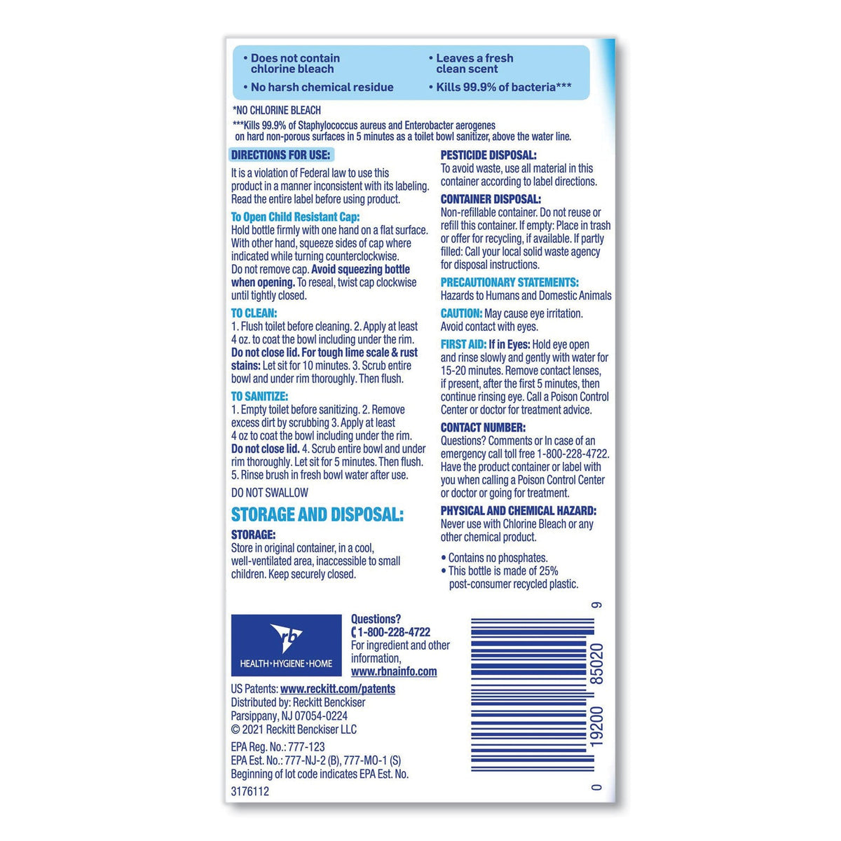 LYSOL® Brand Toilet Bowl Cleaner With Hydrogen Peroxide, Ocean Fresh Scent, 24 Oz