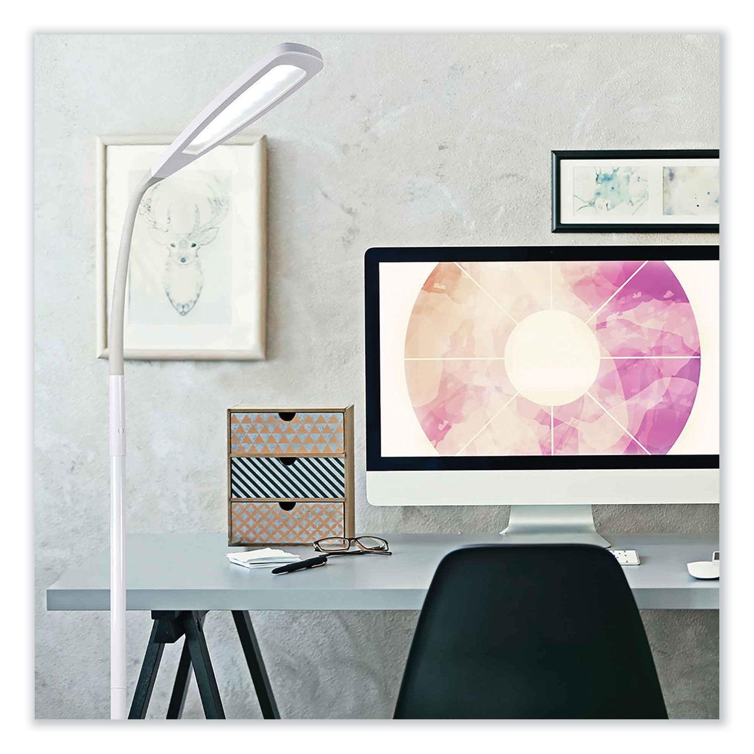 OttLite® Wellness Series Flex LED Floor Lamp, 49" to 71" High, White - Bloom Skins