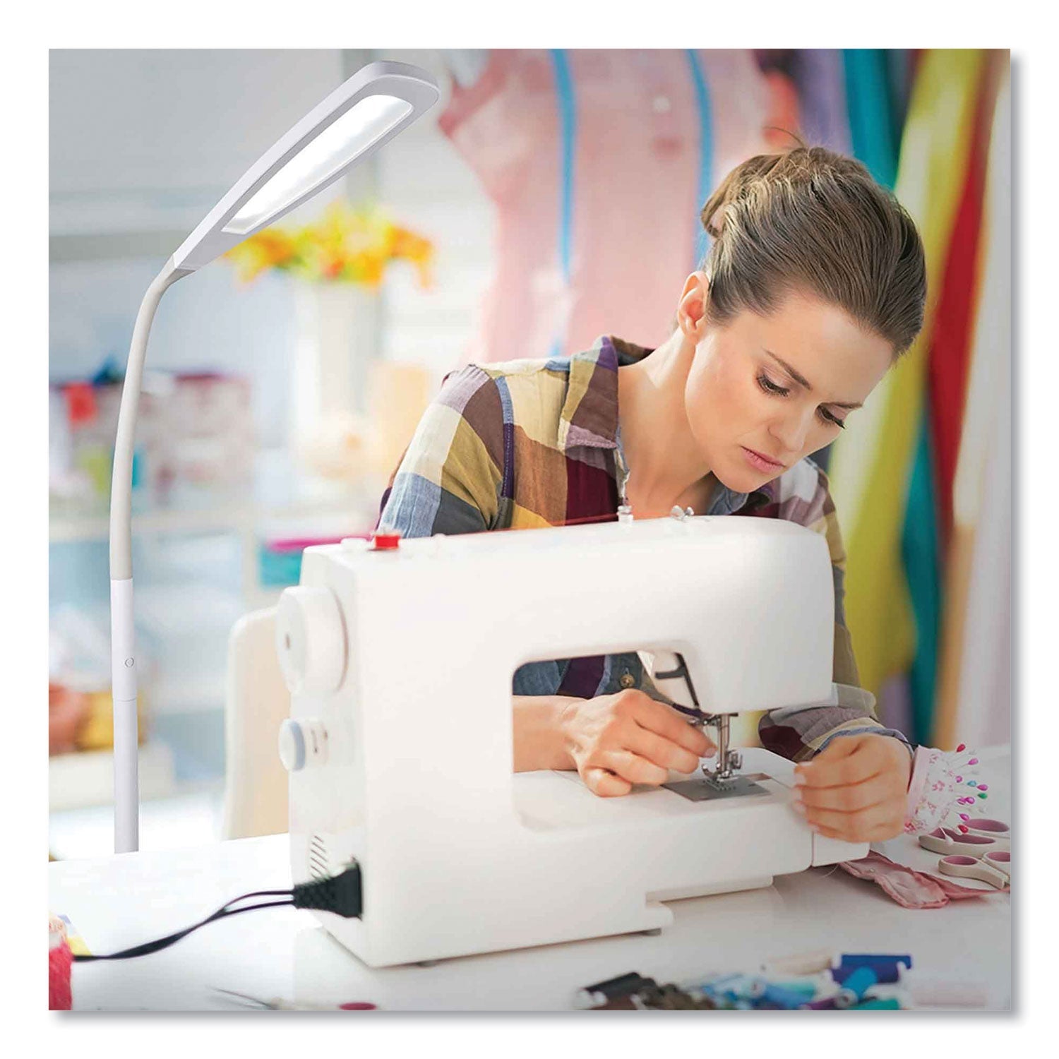 OttLite® Wellness Series Flex LED Floor Lamp, 49" to 71" High, White - Bloom Skins