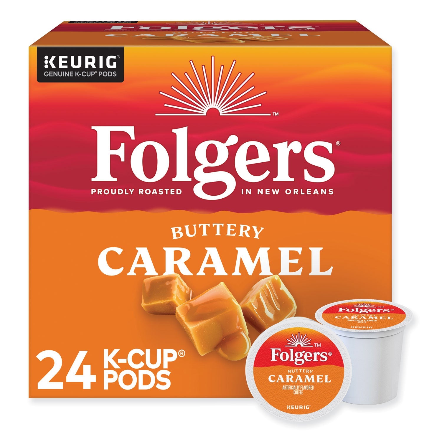 Folgers Buttery Caramel Coffee K-Cups | 24/Box
