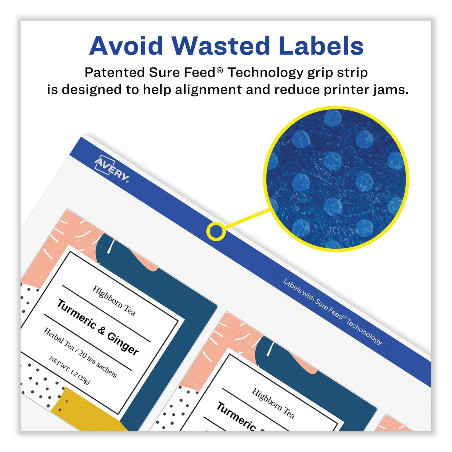 Avery® Vibrant Inkjet Color-Print Labels w/ Sure Feed, 1.5" dia, White, 400/PK