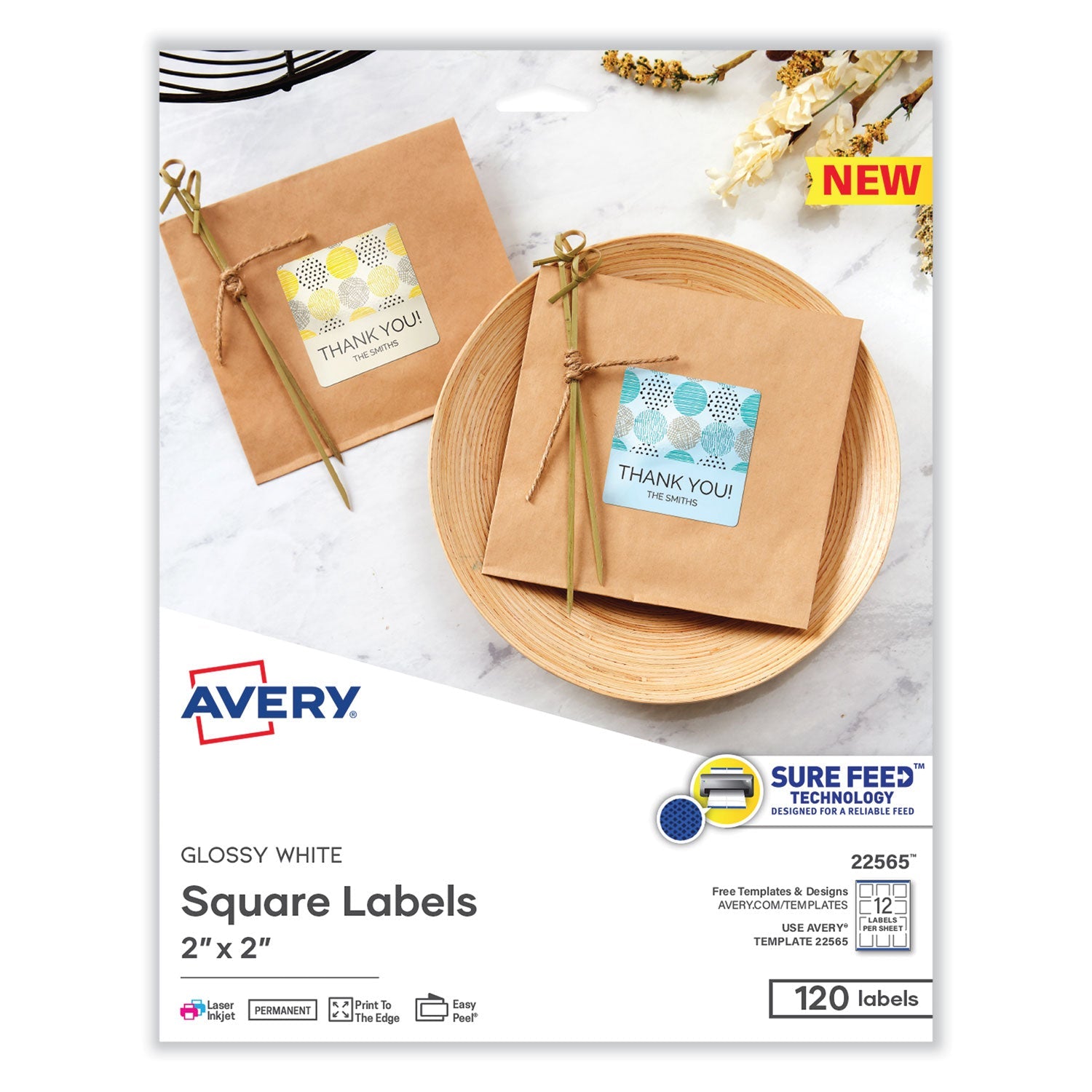 Media Labels | 2x2 White | 120/pack