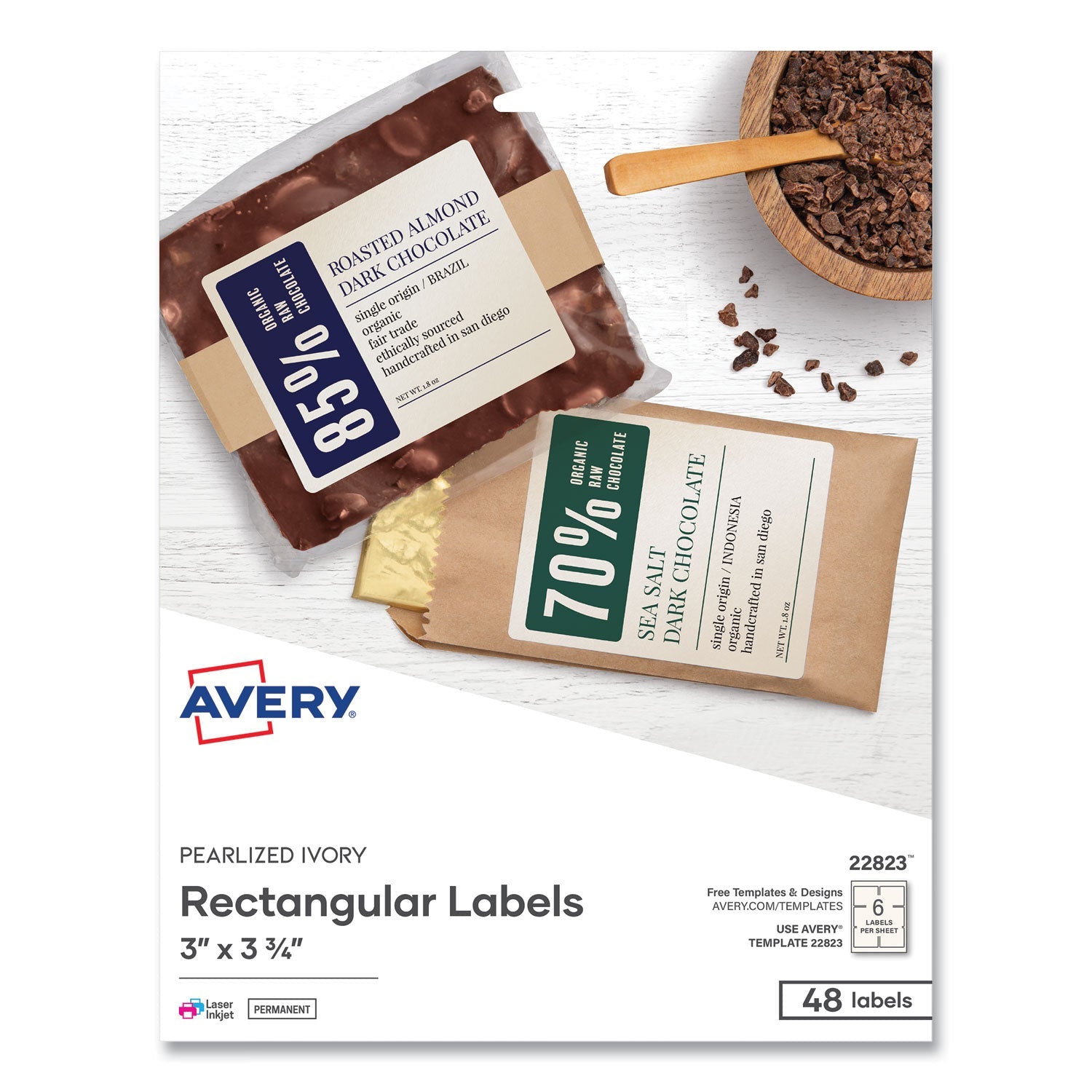 Rectangle Labels | Pearl Ivory | 48/box