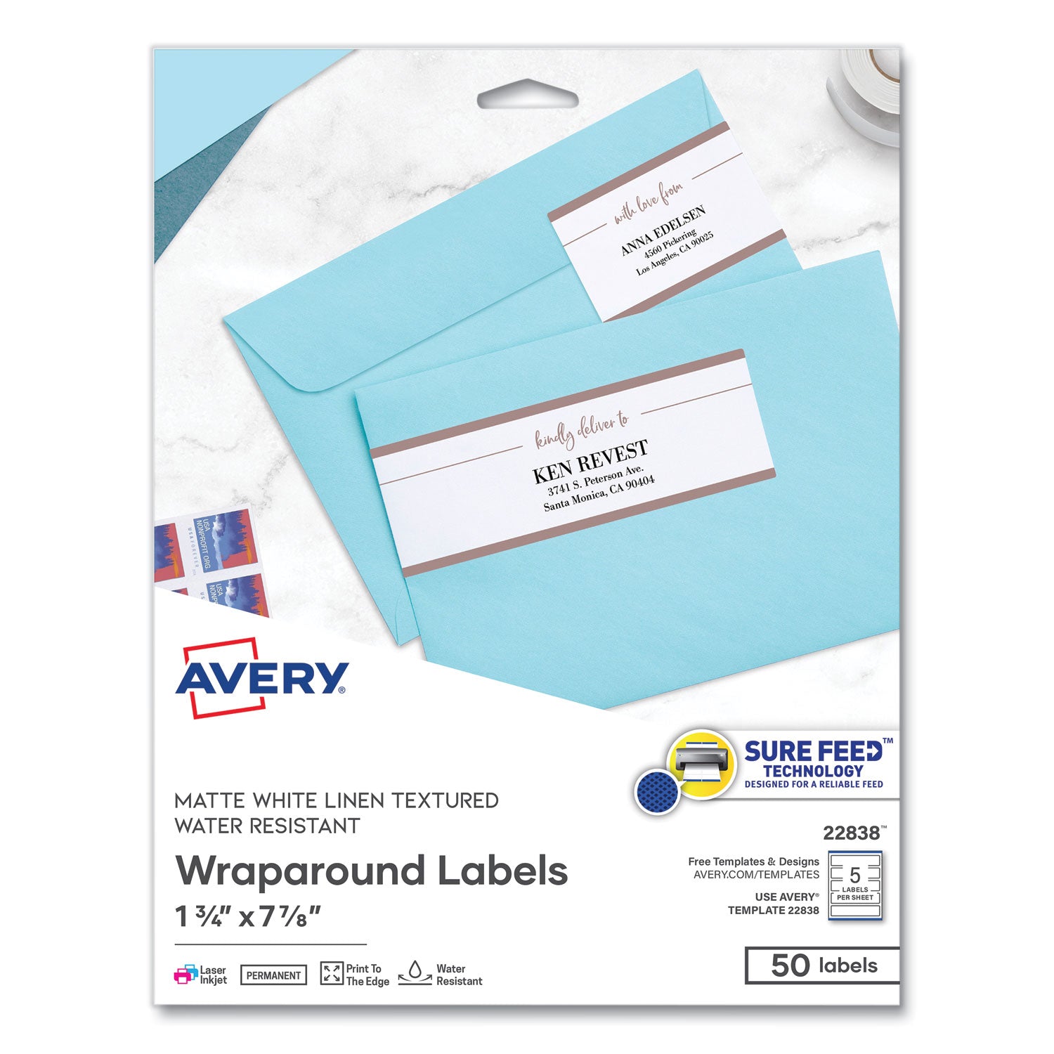 Rectangle Labels | Textured White | 50/pack