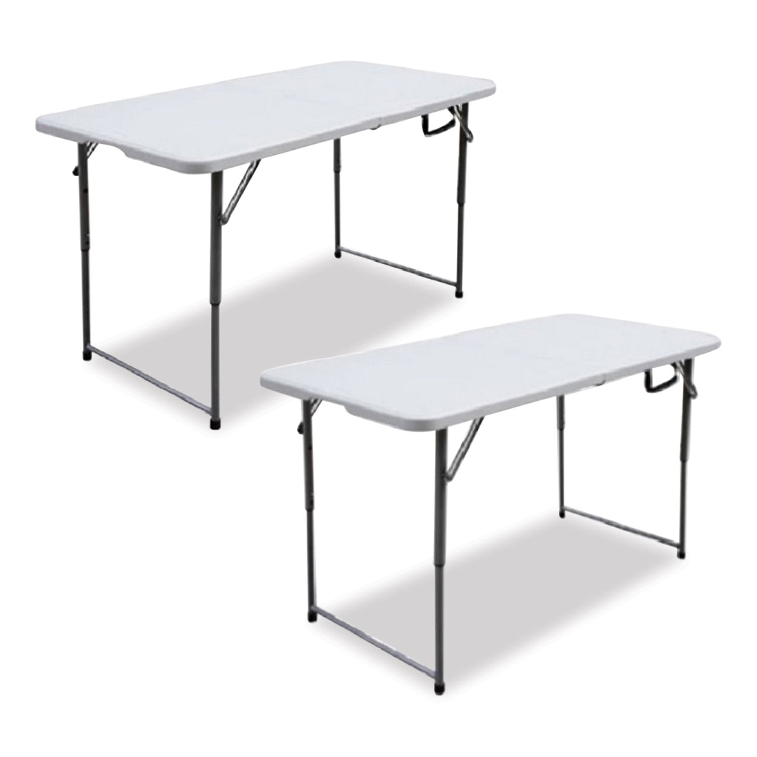 Iceberg Bifold Resin Folding Table, Rectangular, 48" x 23.6" x 29.1", White Granite Top, Gray Base/Legs, 2/Pack