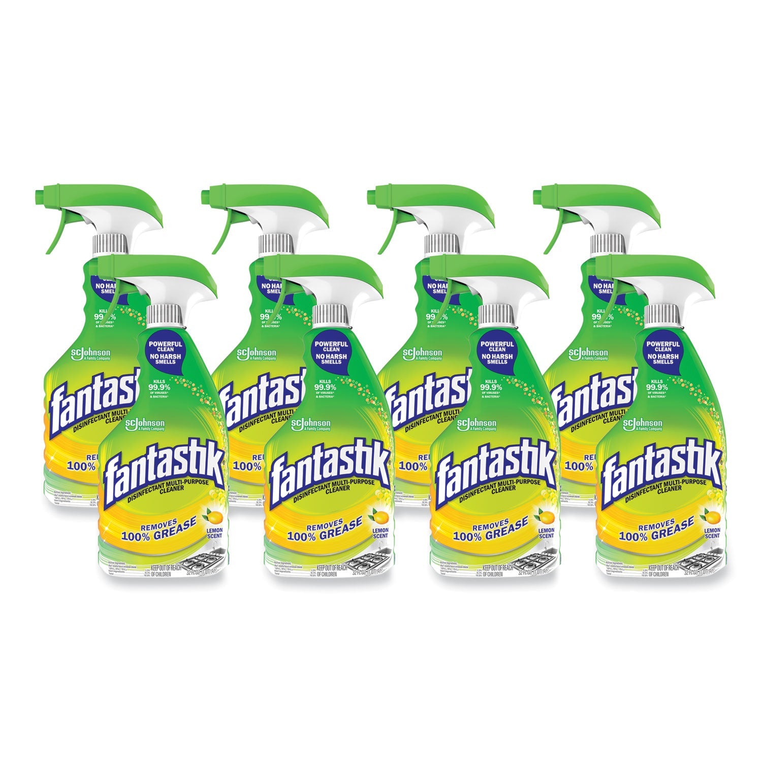Fantastik® Disinfectant Multi-Purpose Cleaner Lemon Scent, 32 Oz Spray Bottle, 8/carton