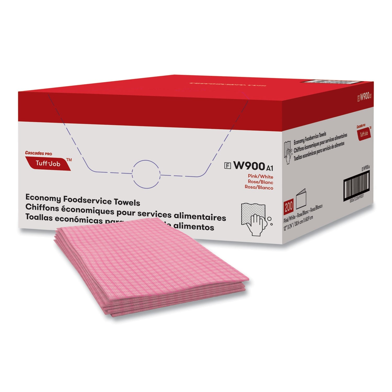 Tuff-Job Foodservice Towels | Pink/White