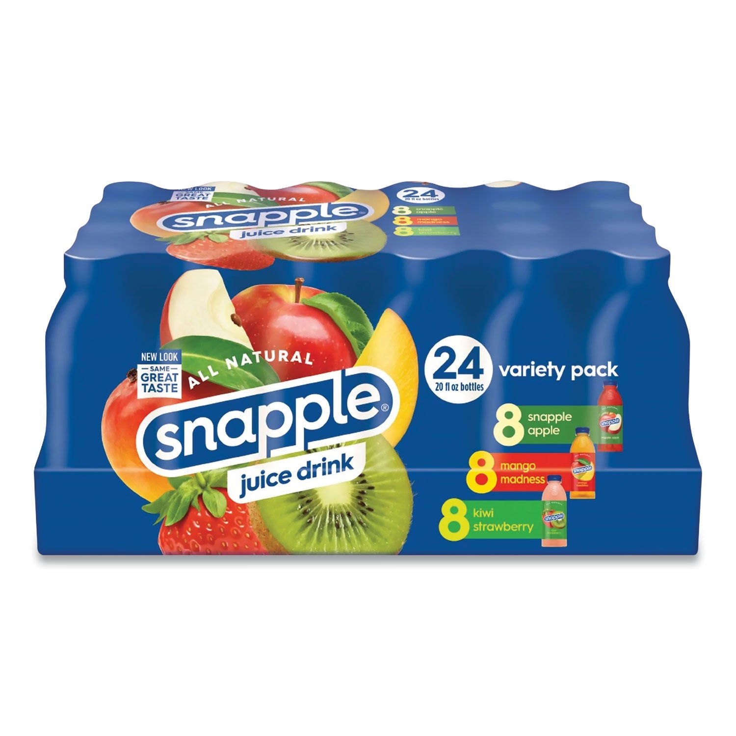 Snapple® Juice Drink Variety Pack, Snapple Apple, Kiwi Strawberry, Mango Madness, 20 oz Bottle, 24/Carton
