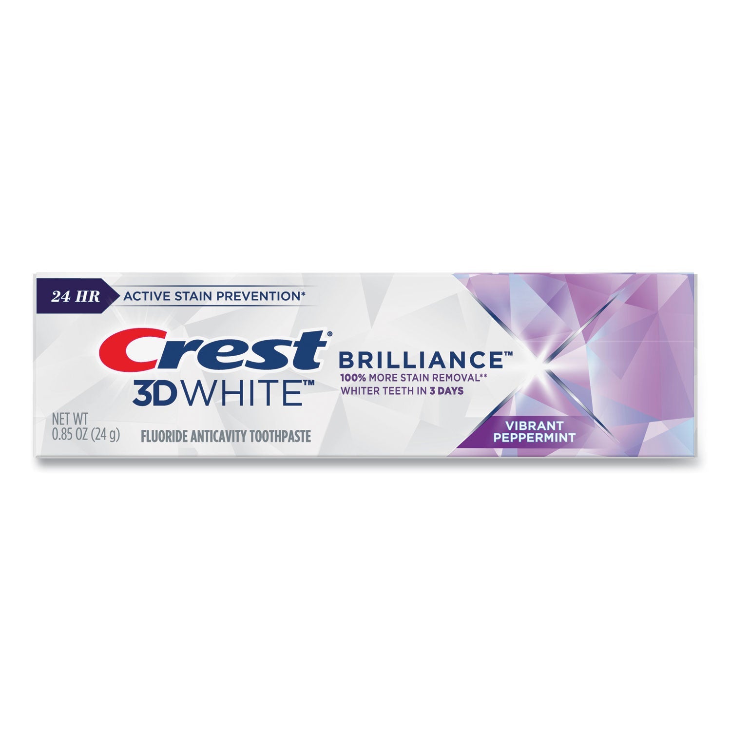 Crest® 3D White Brilliance Advanced Whitening Technology + Advanced Stain Protection Toothpaste, 0.85 oz Tube, 72/Carton - Bloom Skins