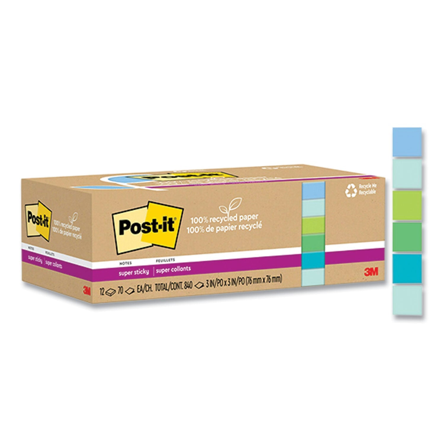 Recycled Super Sticky Notes | 12-Pack