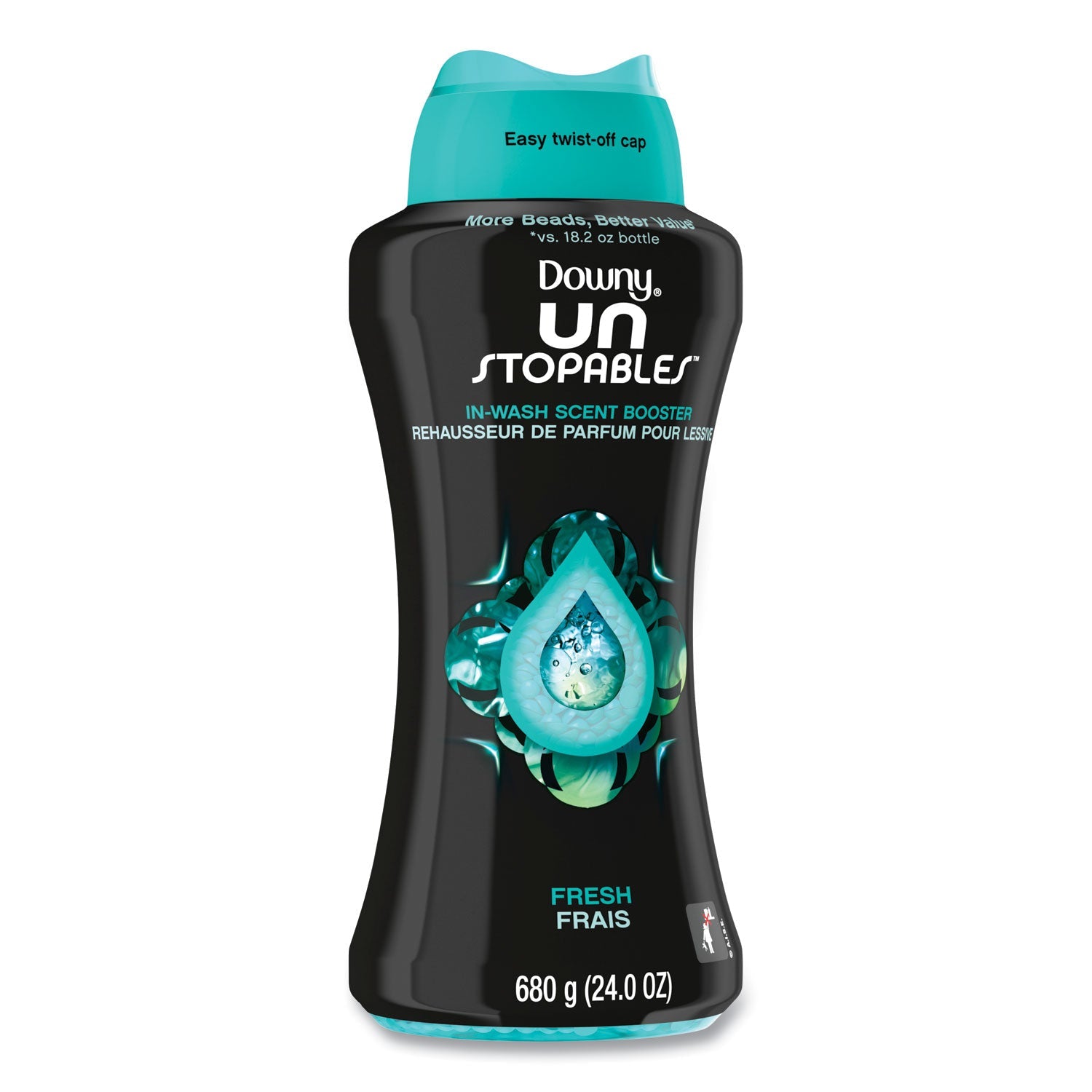 Downy® Unstopables In-Wash Scent Booster Beads, Fresh Scent, 24 oz Pour Bottle, 4/Carton