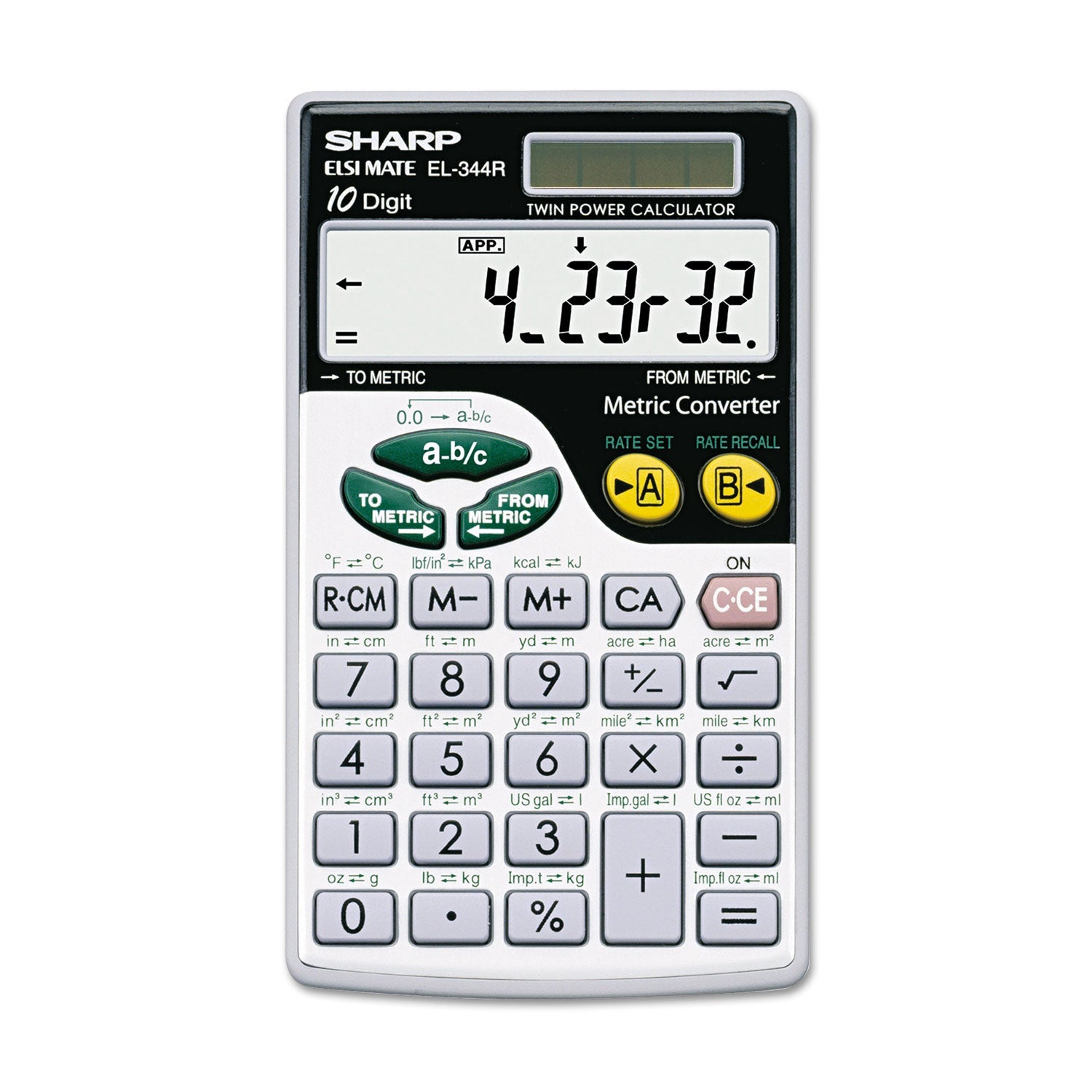 Sharp® El344rb Metric Conversion Wallet Calculator, 10-Digit Lcd
