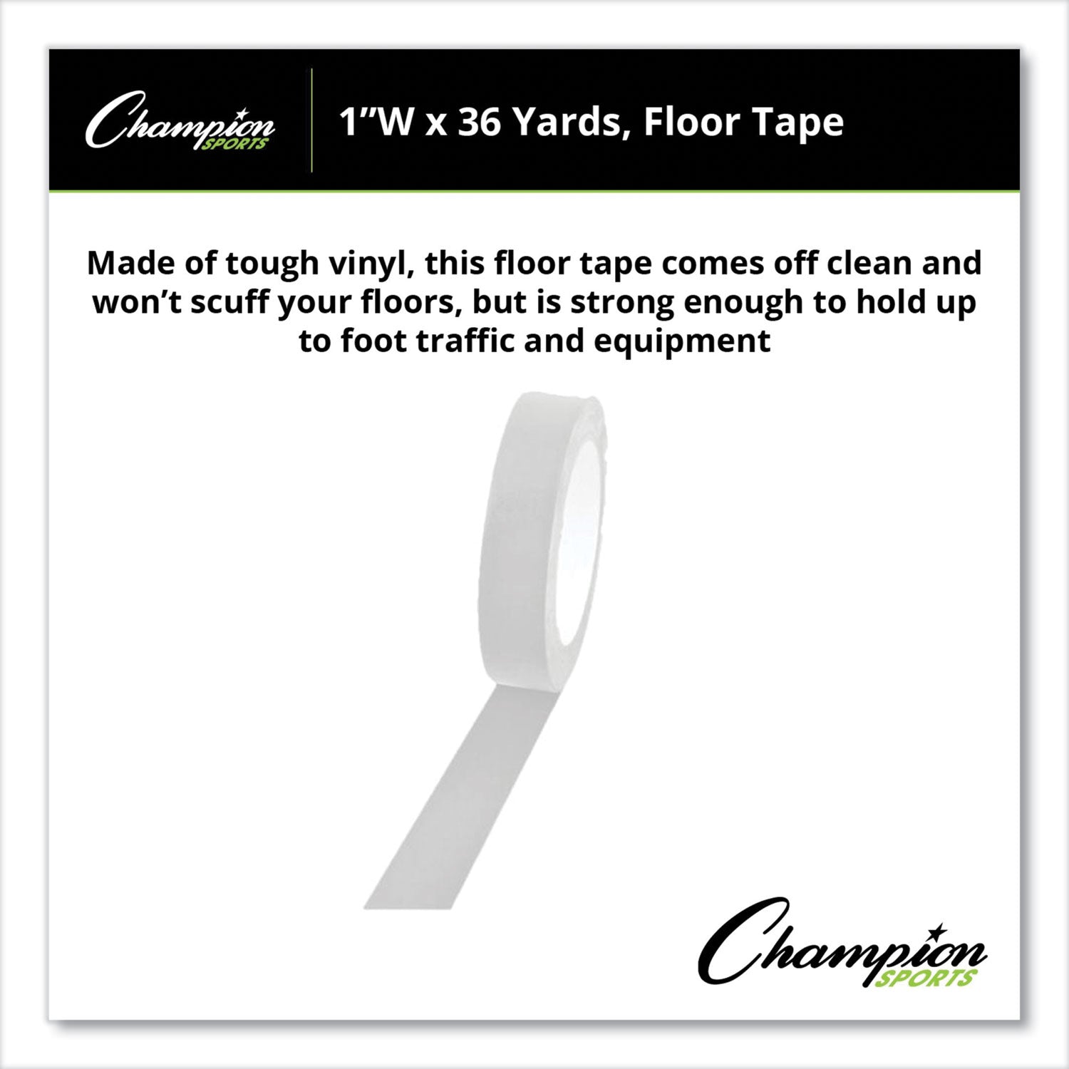 Champion Sports Floor Tape, 1" X 36 Yds, White - Bloom Skins