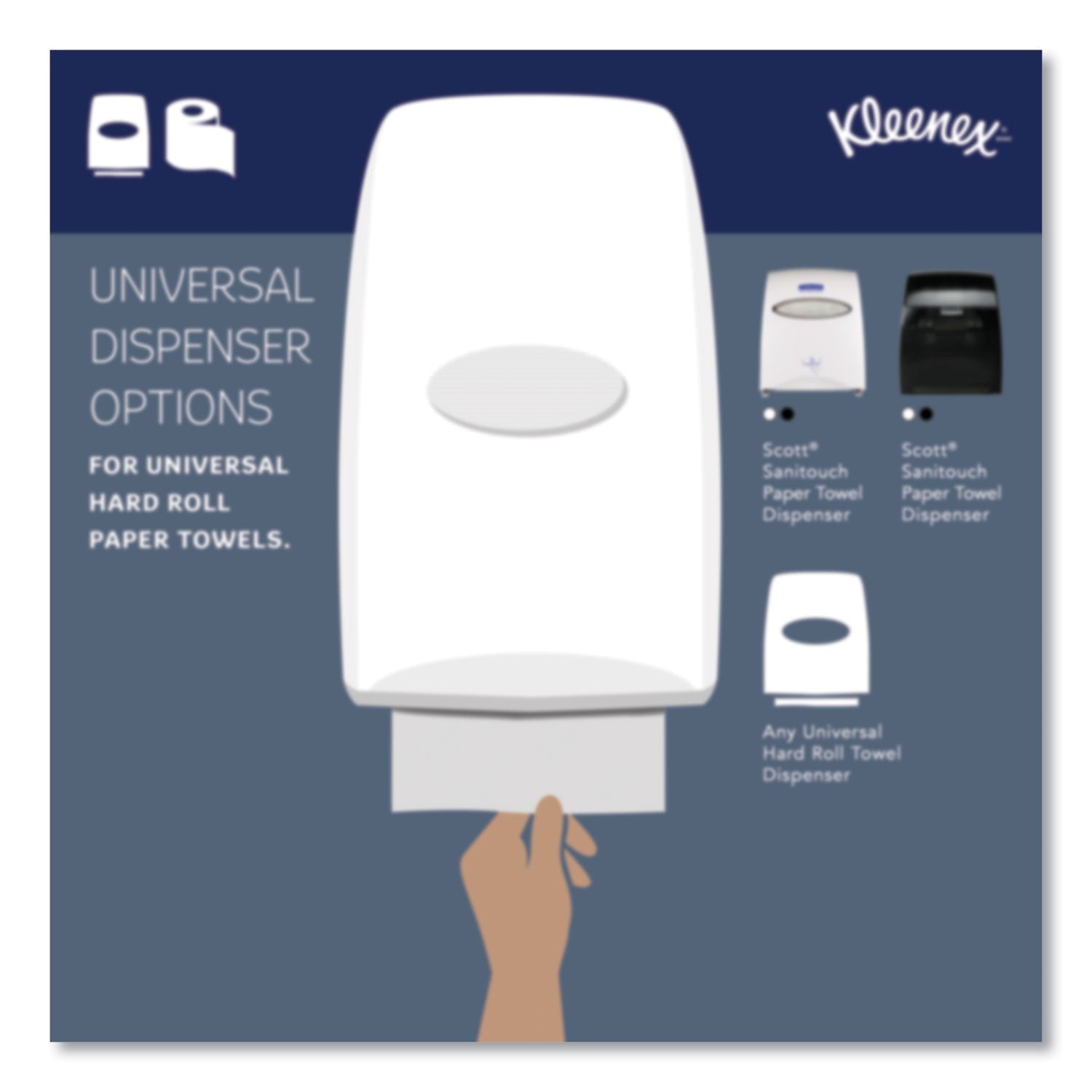 Kleenex® Hard Roll Paper Towels with Premium Absorbency Pockets, 1-Ply, 8" x 600 ft, 1.75" Core, White, 6 Rolls/Carton