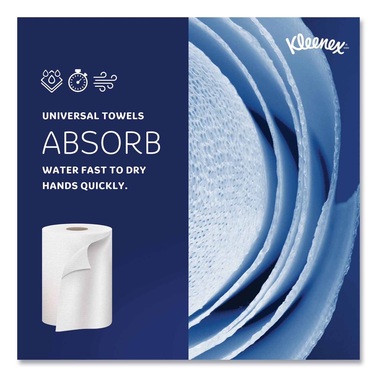 Kleenex® Hard Roll Paper Towels with Premium Absorbency Pockets, 1-Ply, 8" x 600 ft, 1.75" Core, White, 6 Rolls/Carton