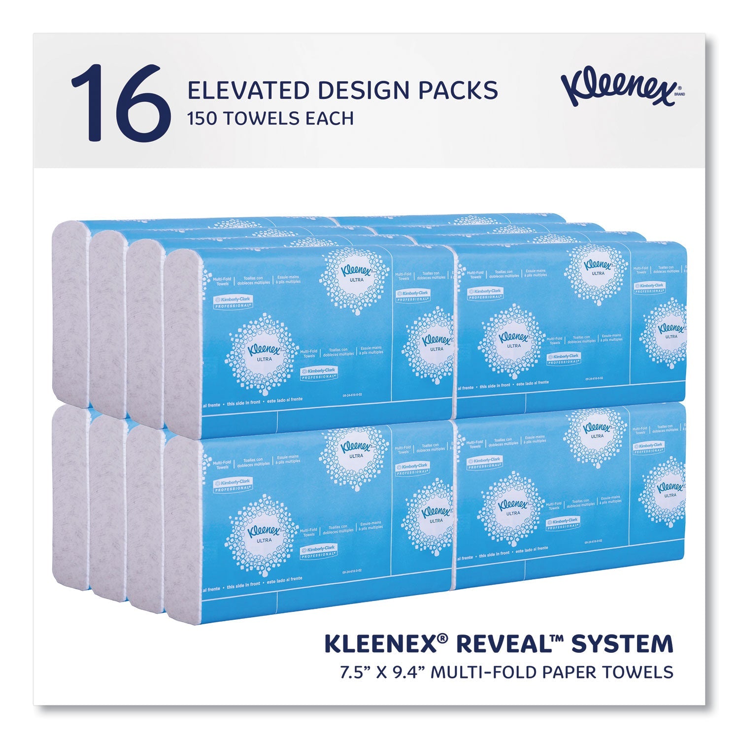 Kleenex® Reveal Multi-Fold Towels, 2-Ply, 8 X 9.4, White, 16/carton