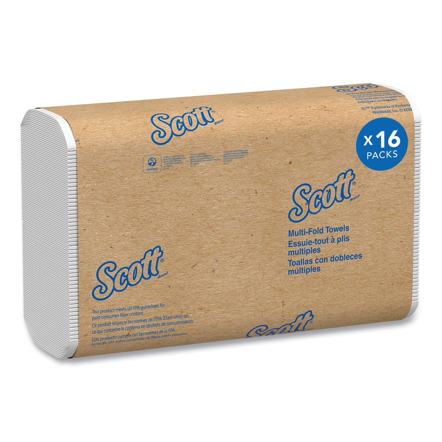 Recycled Multi-Fold Towels | 16 Packs, White