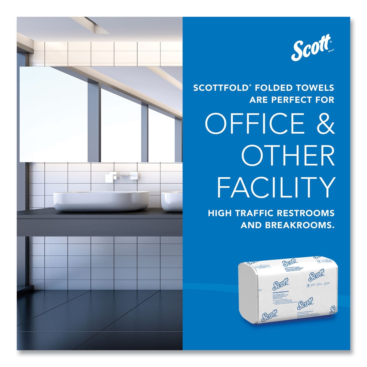 Scott® Pro Scottfold Towels, 1-Ply, 9.4 x 12.4, White, 175 Towels/Pack, 25 Packs/Carton