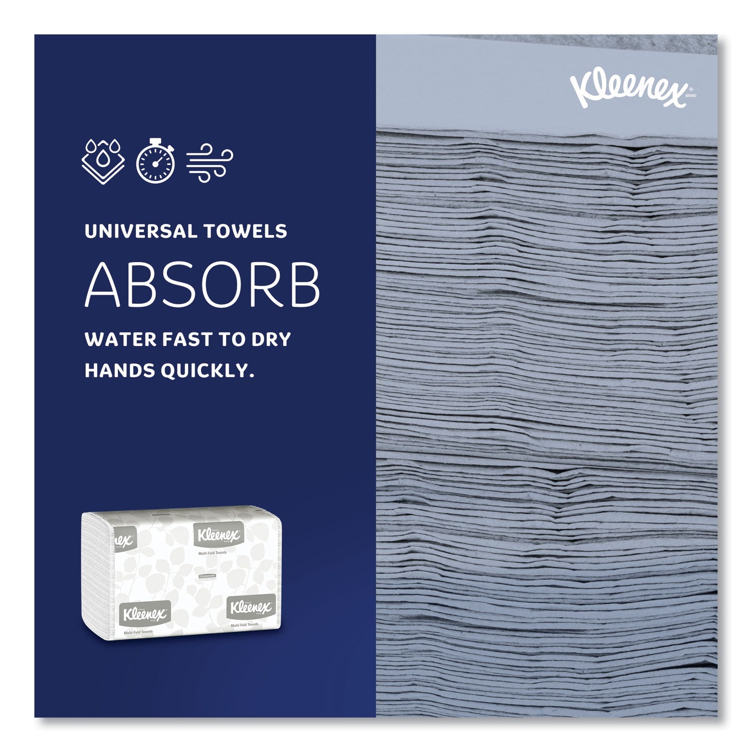 Kleenex® Multi-Fold Paper Towels, Convenience, 9.2 x 9.4, White, 150/Pack, 8 Packs/Carton