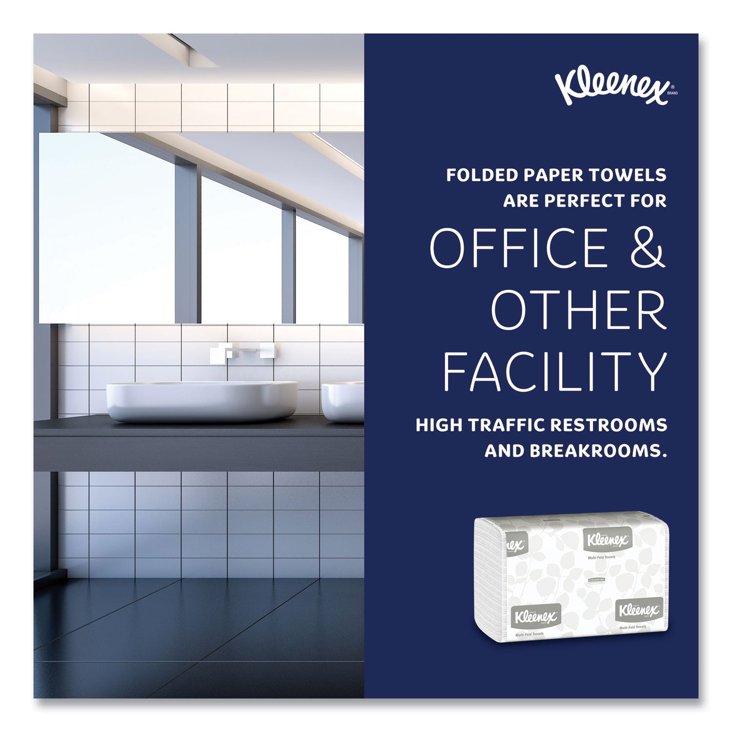 Kleenex® Multi-Fold Paper Towels, Convenience, 9.2 x 9.4, White, 150/Pack, 8 Packs/Carton