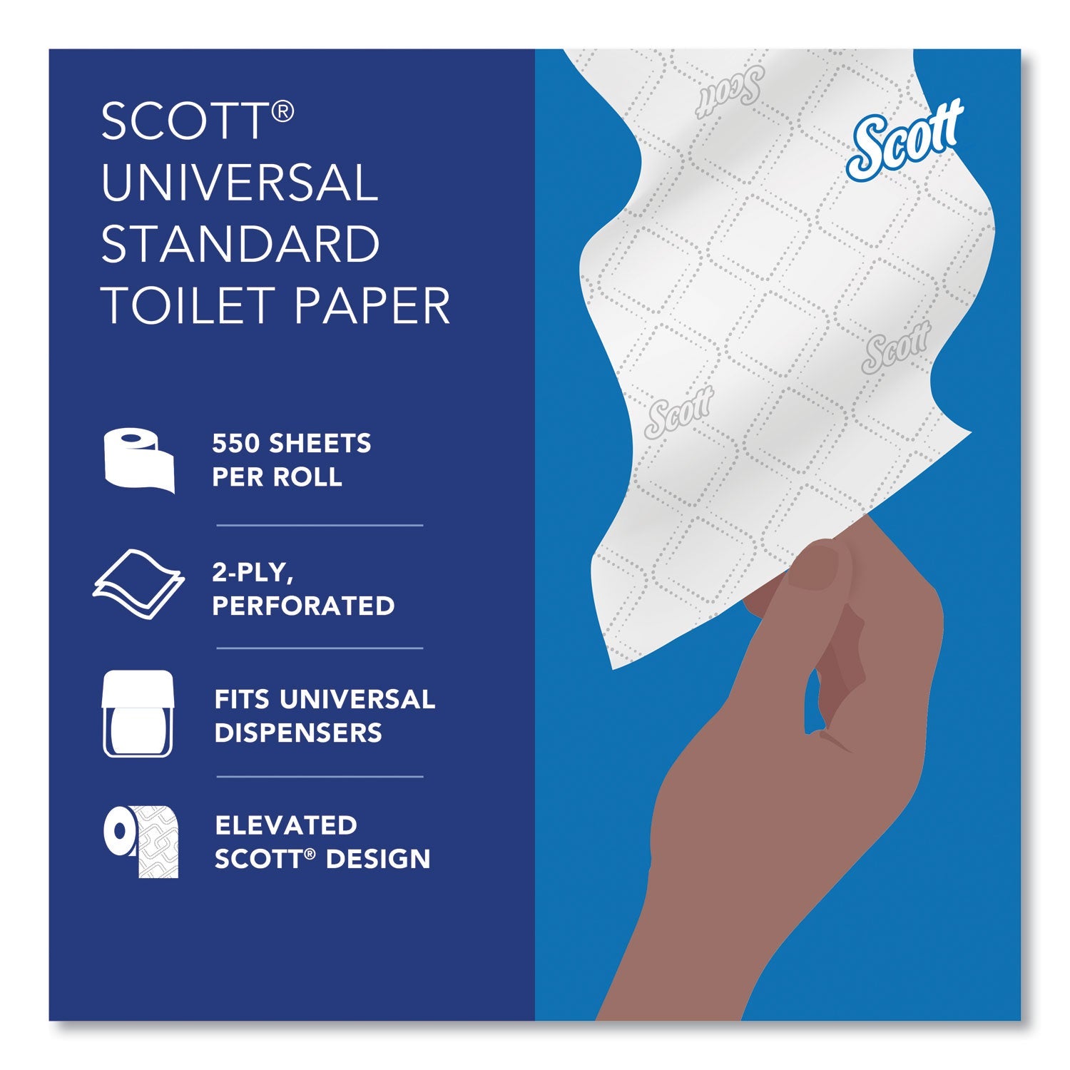 Scott® Essential Standard Roll Bathroom Tissue for Business, Septic Safe, 2-Ply, White, 550 Sheets/Roll, 80/Carton